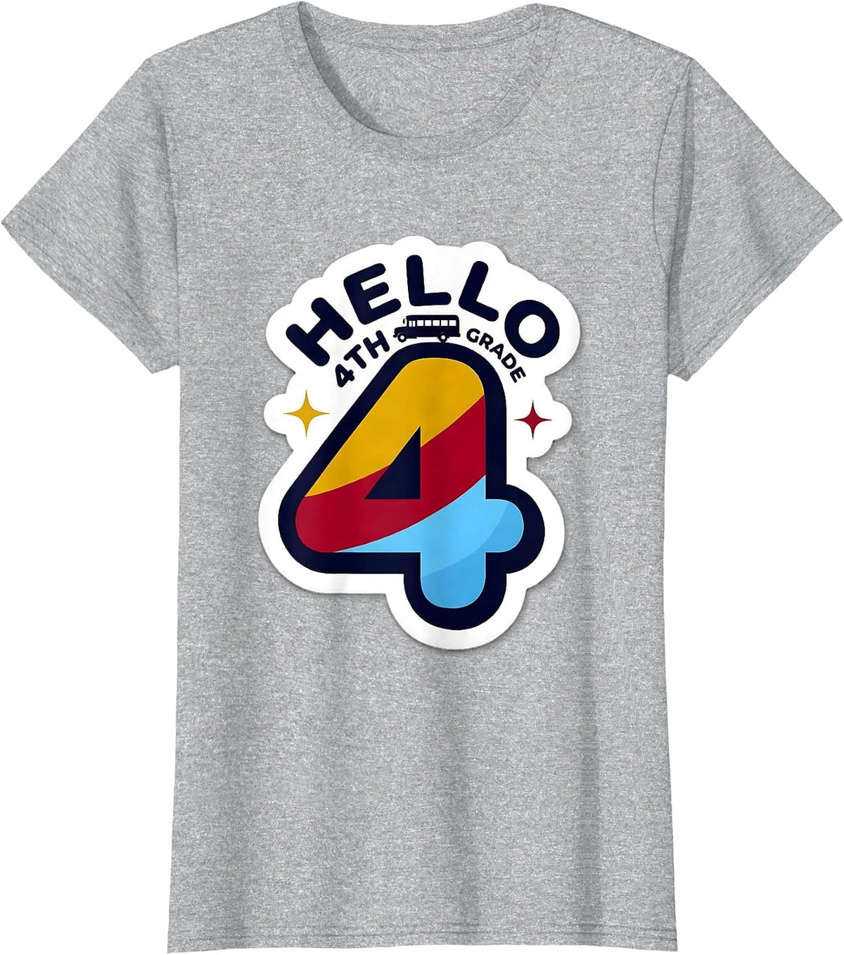 Hello 4th Grade Playful Back To School Fourth Grade Teacher T-Shirt - Heather Grey