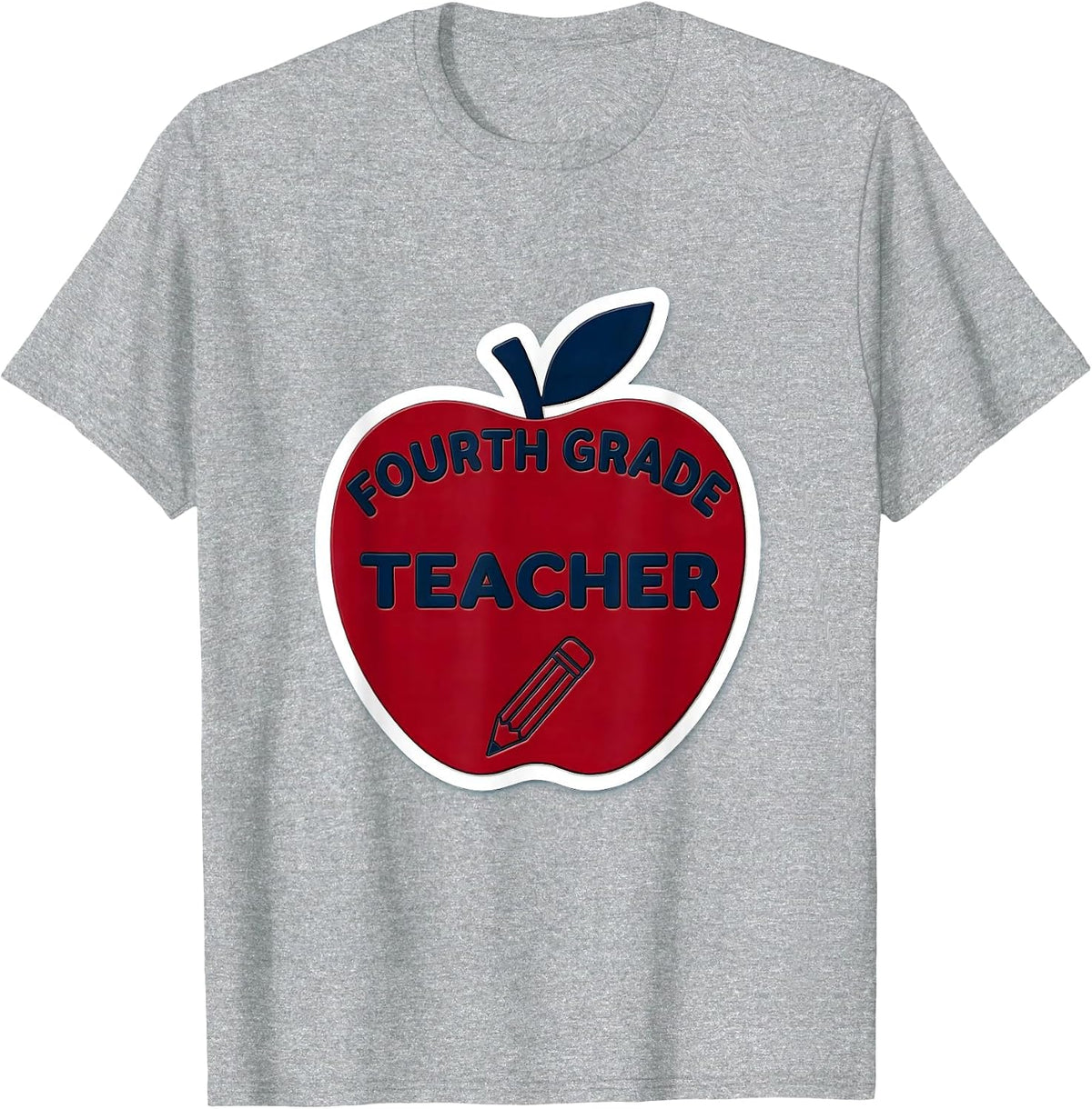 Men's Fourth Grade Teacher Cute Apple Pencil Back To School T-Shirt - Heather Grey