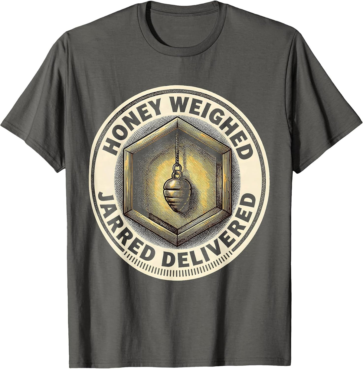 Men's Honey Weighed Jarred Delivered Funny Beekeeper Beekeeping T-Shirt - Asphalt Grey