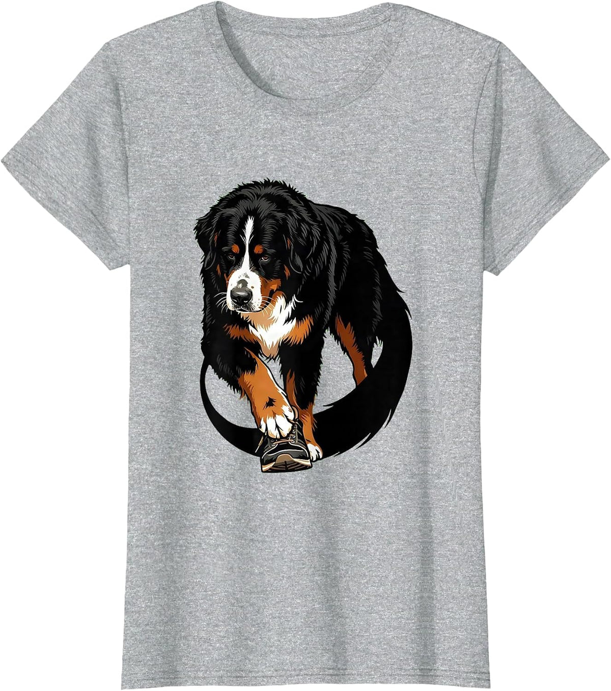 Bernese Mountain Dog Silhouette Pet Lover Humor T-Shirt - Heather Grey
