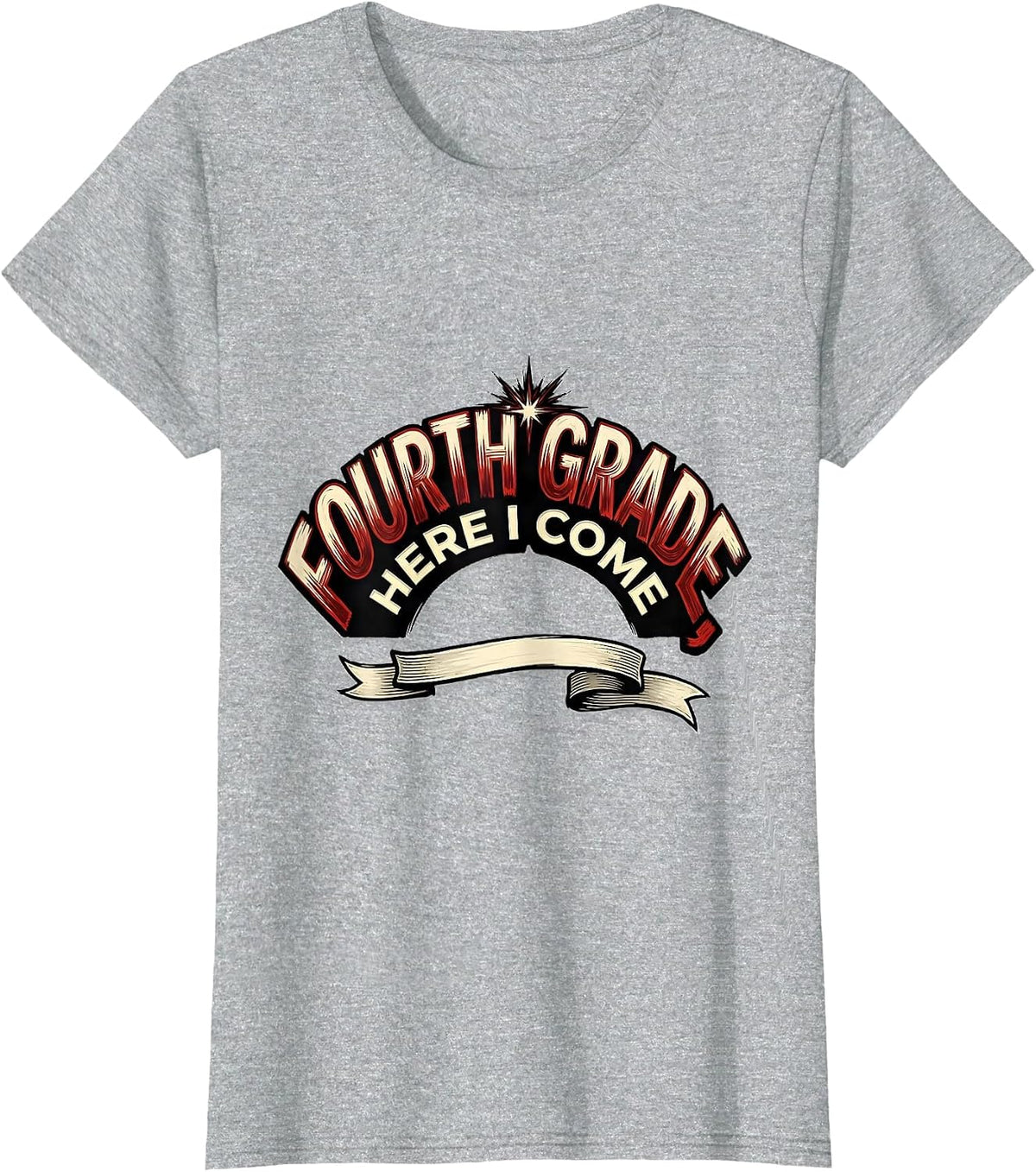 Women's Fourth Grade Here I Come Preppy Teacher Back To School Girls T-Shirt - Heather Grey