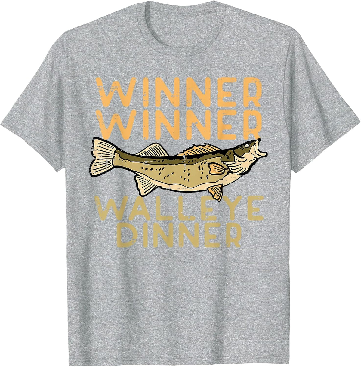 Winner Walleye Dinner Fishing Funny Fisherman Men Women Kids T-Shirt - Heather Grey