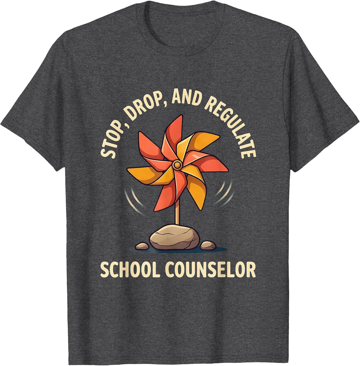 Men's Stop Drop And Regulate School Counselor T-Shirt - Dark Heather Grey
