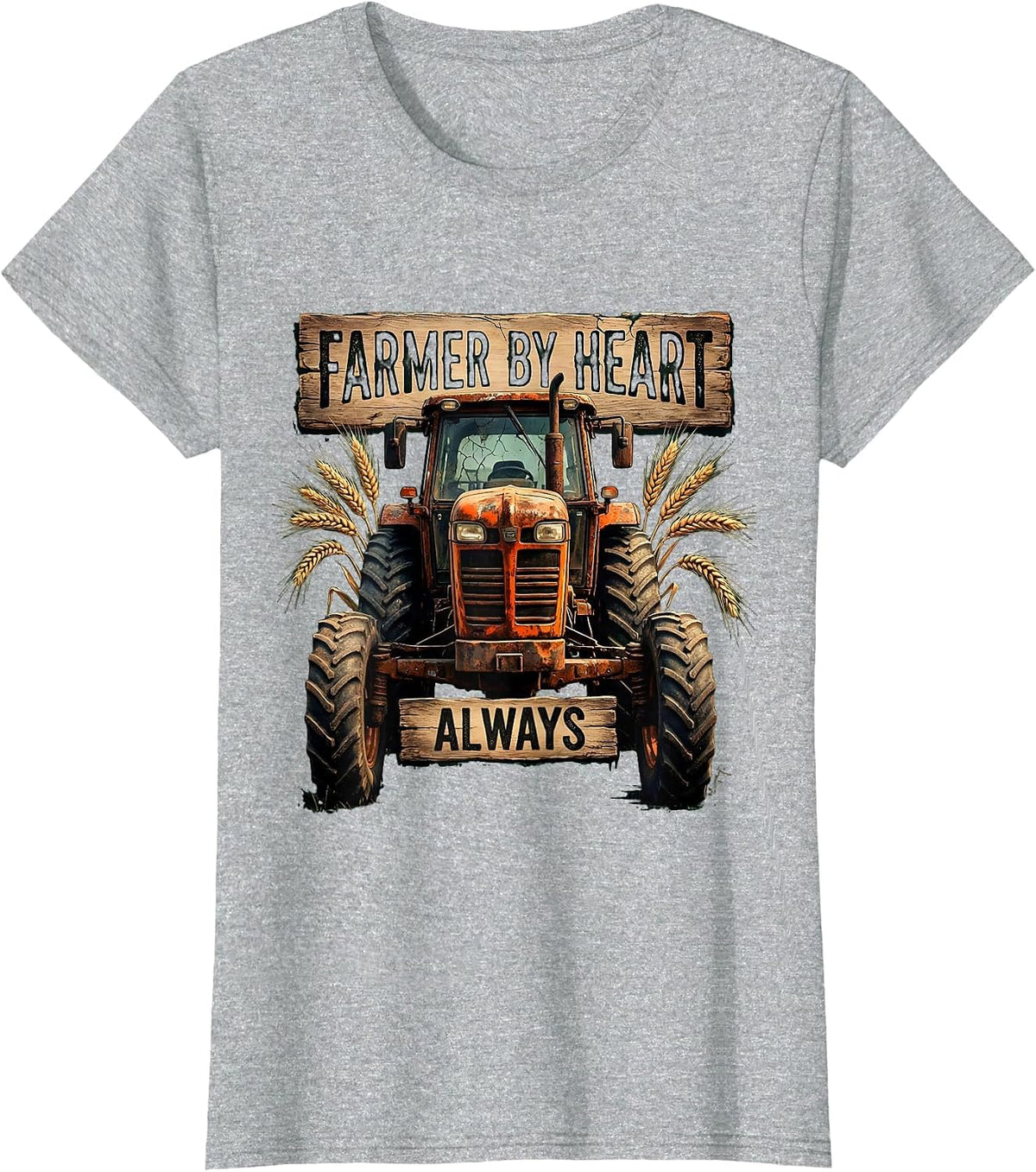 Women's Farmer By Heart Always Country Pride Design T-Shirt - Heather Grey
