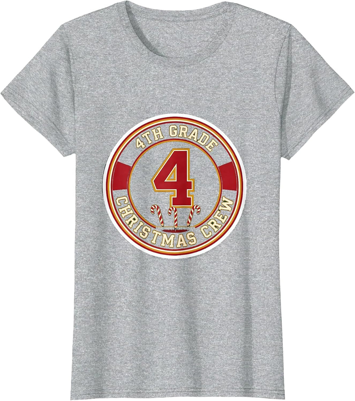 4th Grade Christmas Crew Teacher Holiday Humor T-Shirt - Heather Grey