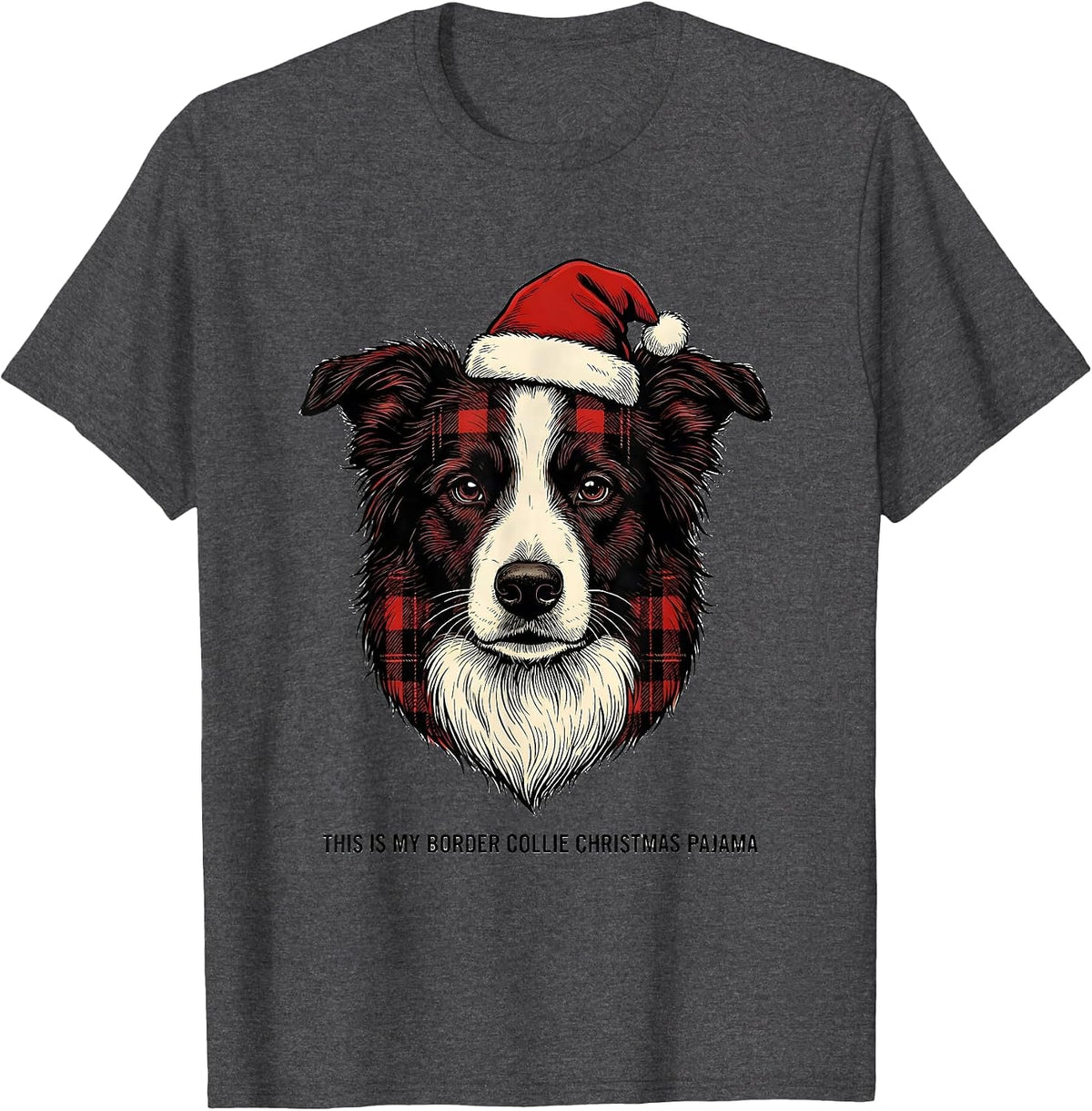 Men's This Is My Border Collie Christmas Pajama Dog Lover T-Shirt - Dark Heather Grey
