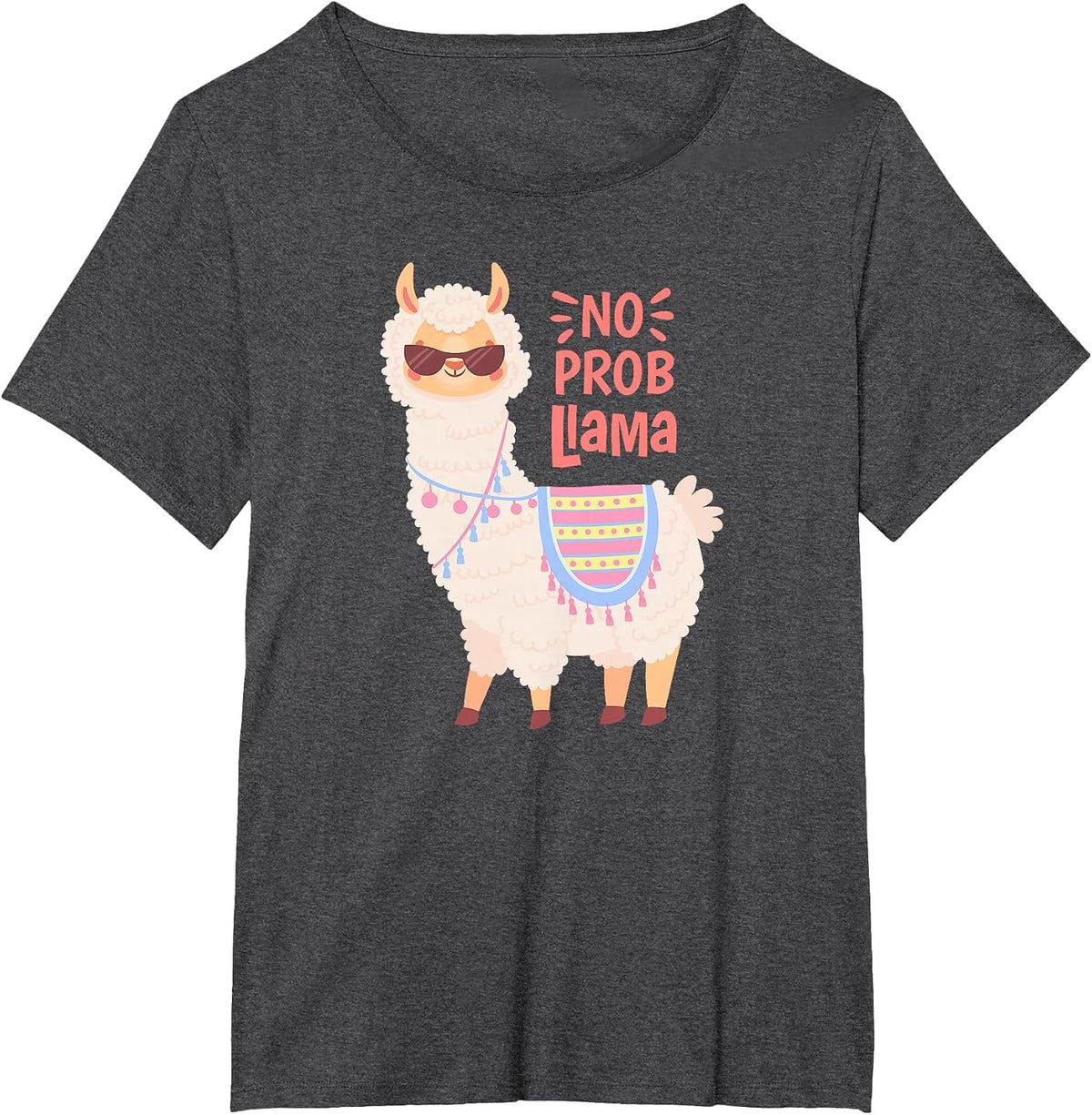 No ProbLlama Shirt, No Problama Shirt, Funny Alpaca Llama T-Shirt - Dark Heather Grey