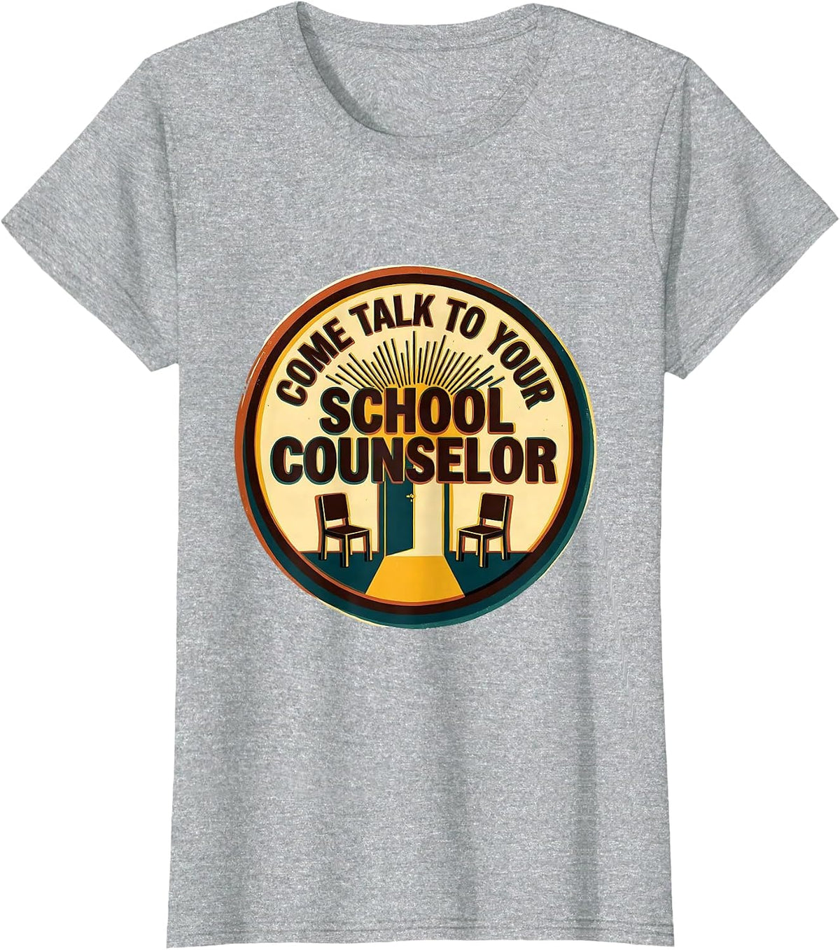 Women's Come Talk To Your School Counselor Groovy Retro Humor T-Shirt - Heather Grey