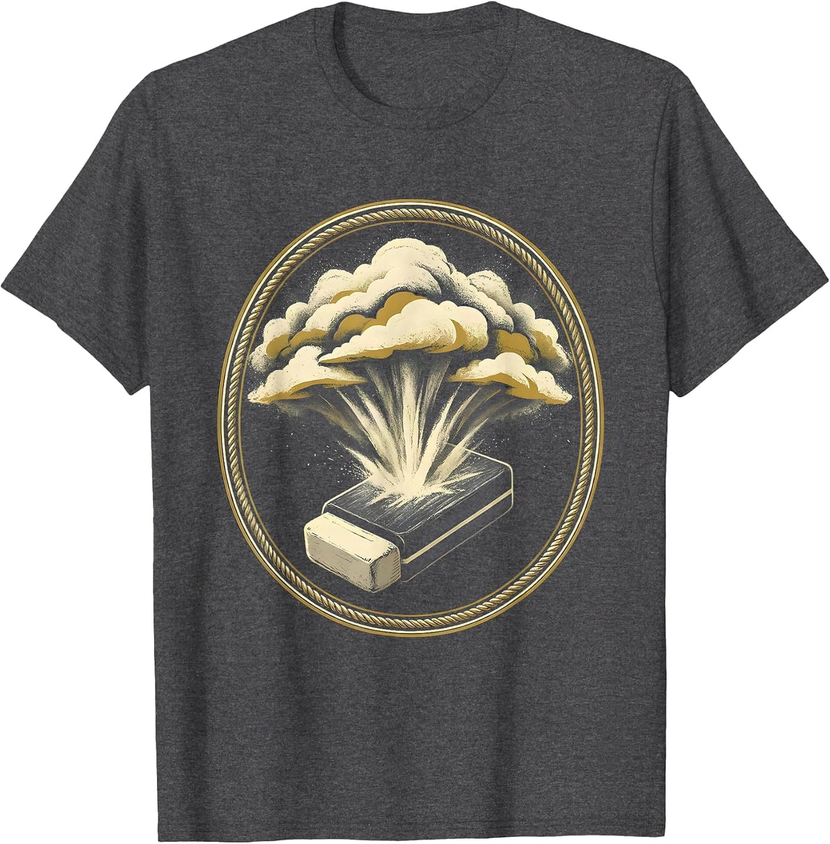 Men's 4th Grade Teacher Chalkboard Eraser Dust Design T-Shirt - Dark Heather Grey