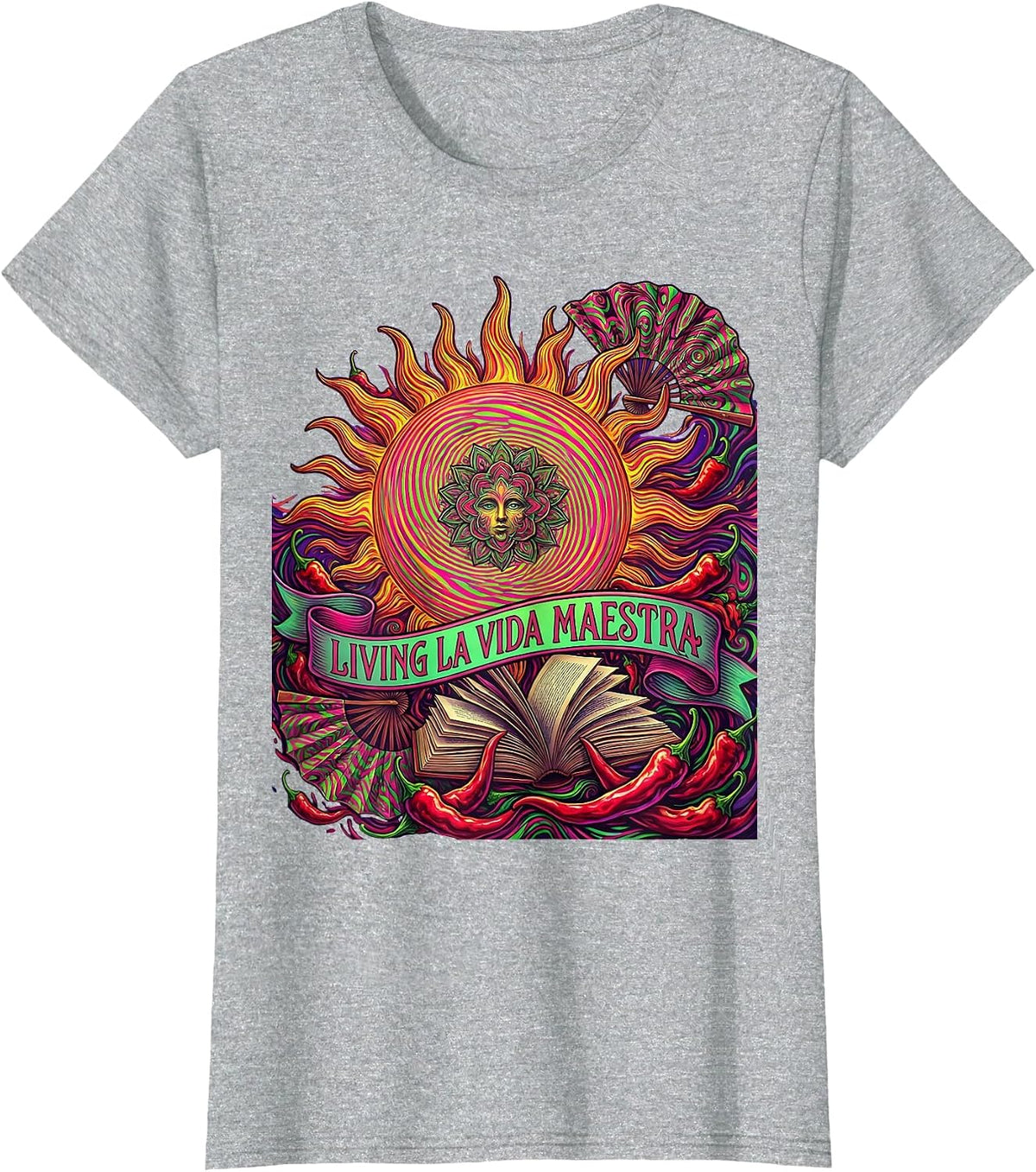 Living La Vida Maestra Spanish Teacher Design T-Shirt - Heather Grey
