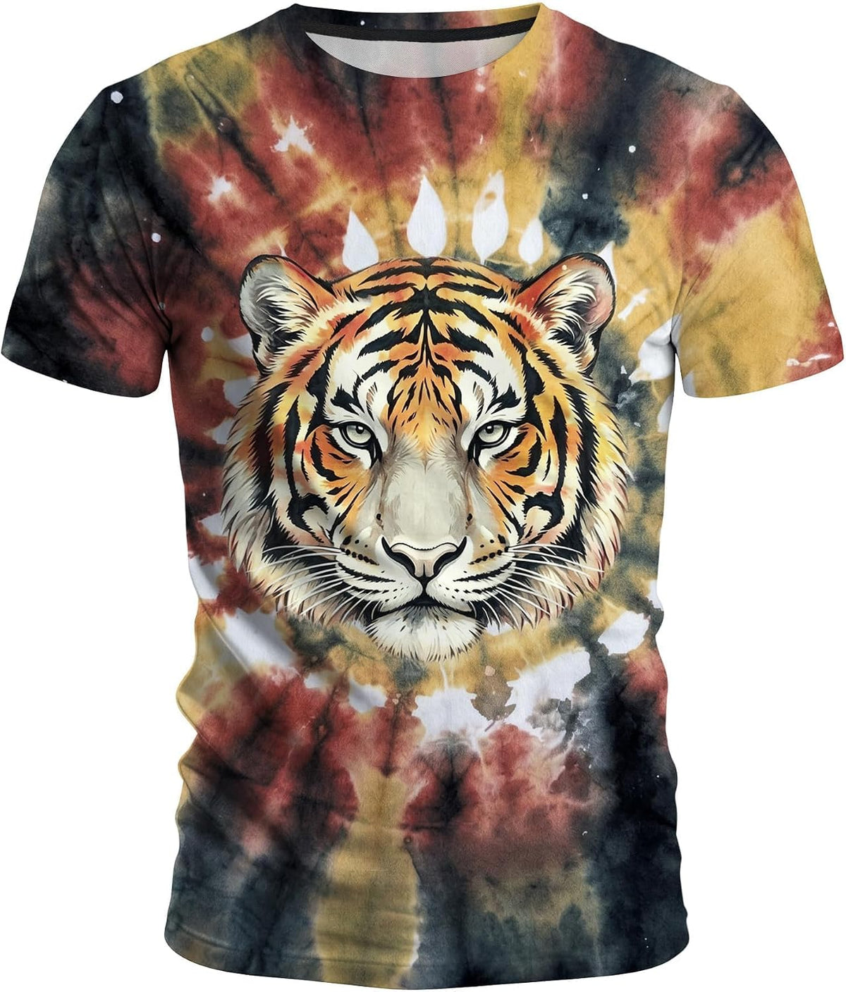Funny Novelty Party Animal Tie‑Dye Pattern Shirt Graphic 3D T-Shirt Short Sleeve Crewneck Shirts for Men S-4XL - Tiger-01