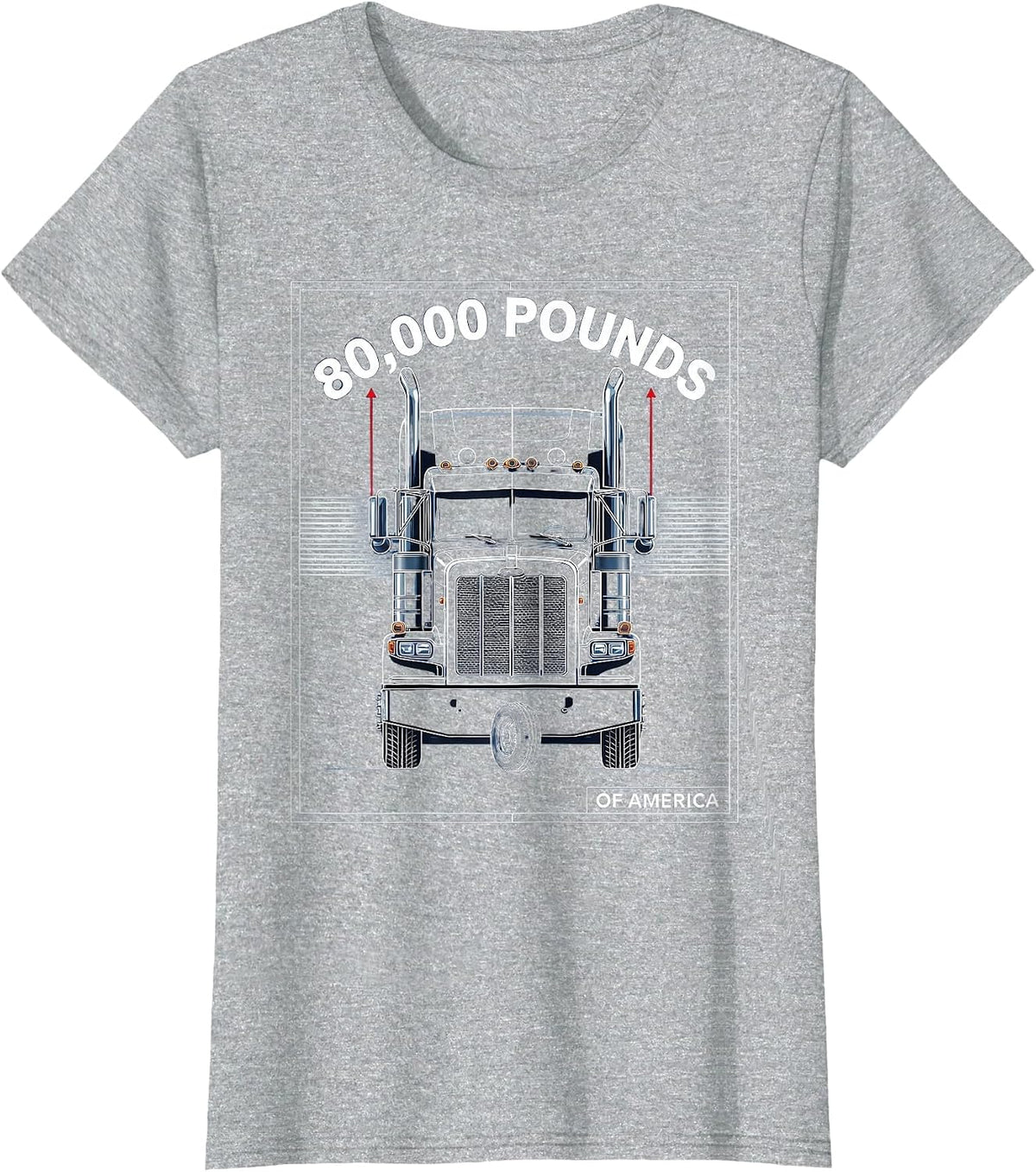 80,000 POUNDS OF AMERICA Patriotic Semi Truck Driver Trucker T-Shirt - Heather Grey