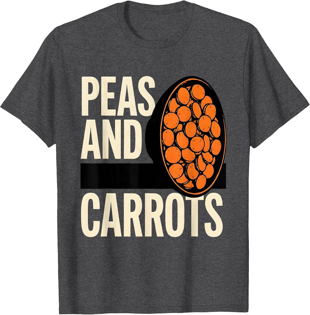 Men's Peas and Carrots Stencil Graphic Bootleg 90's Rap Vintage T-Shirt - Dark Heather Grey