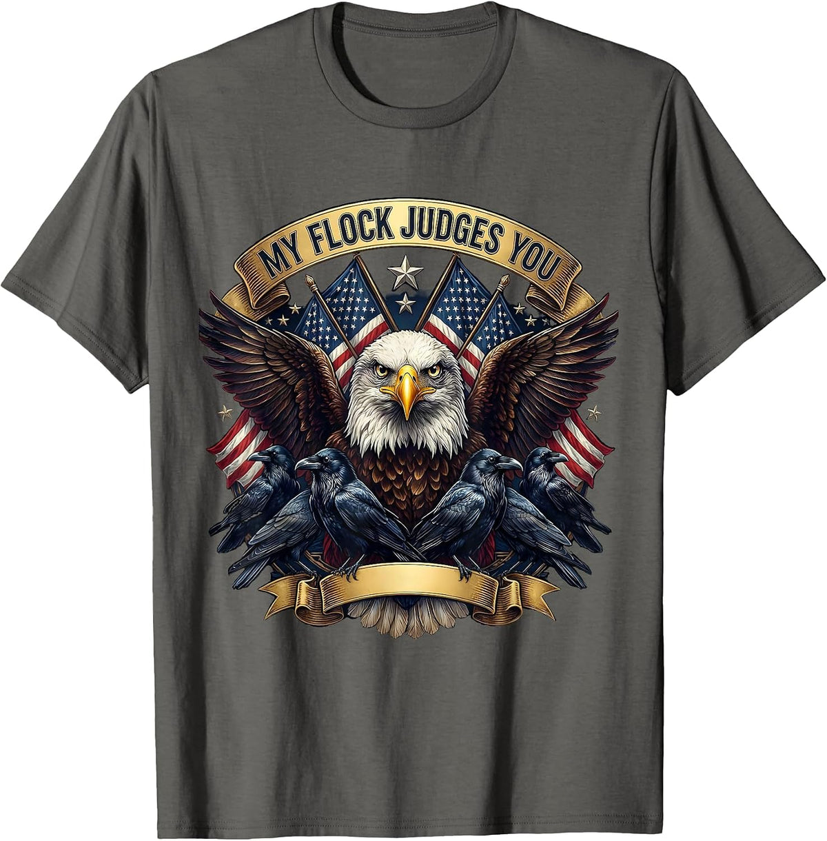 My Flock Judges You Funny Chicken Design T-Shirt - Asphalt Grey