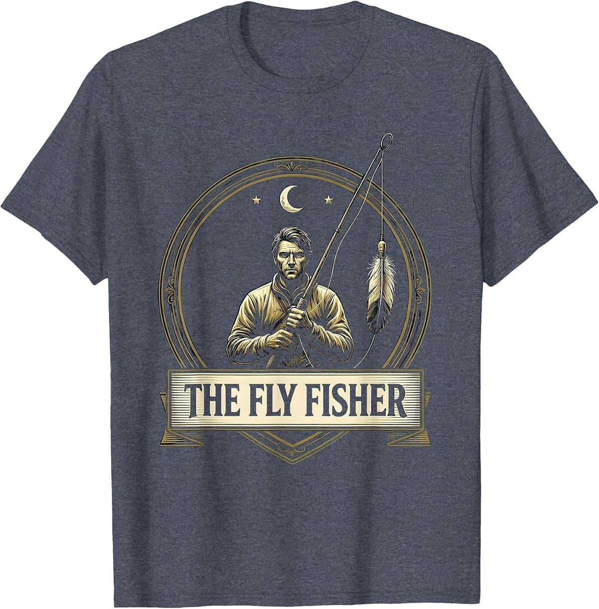 The Fly Fisher Funny Tarot Card Angler Fishing Humor T-Shirt - Heather Blue