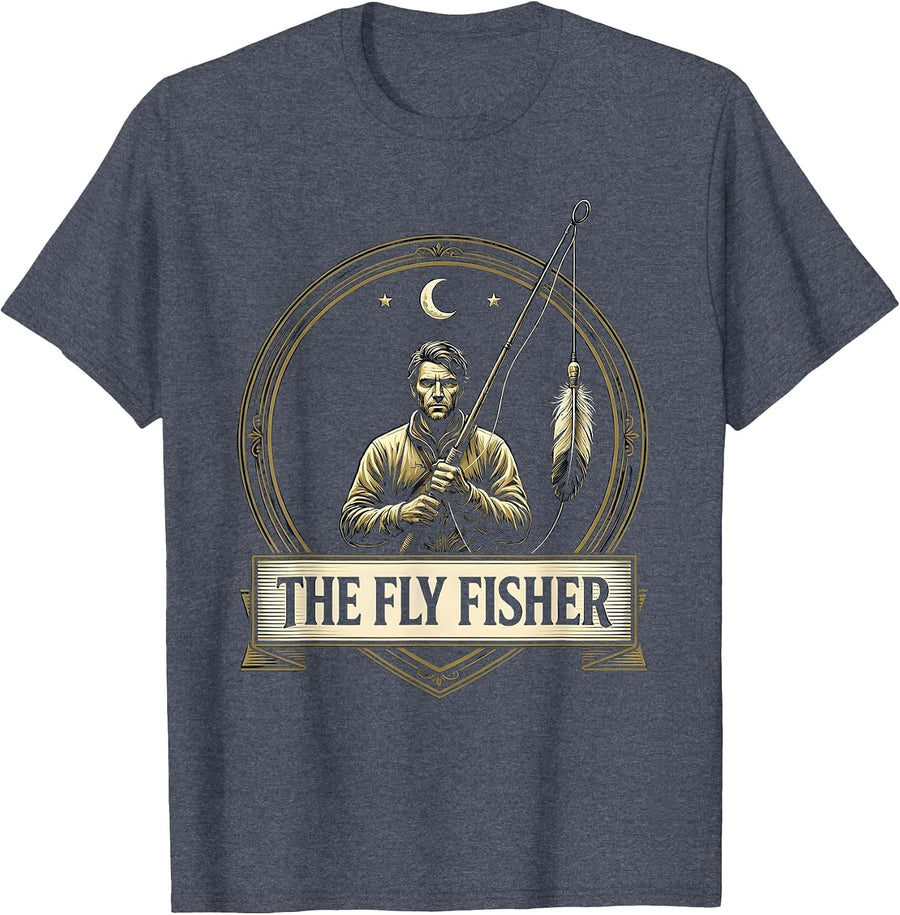 The Fly Fisher Funny Tarot Card Angler Fishing Humor T-Shirt - Heather Blue