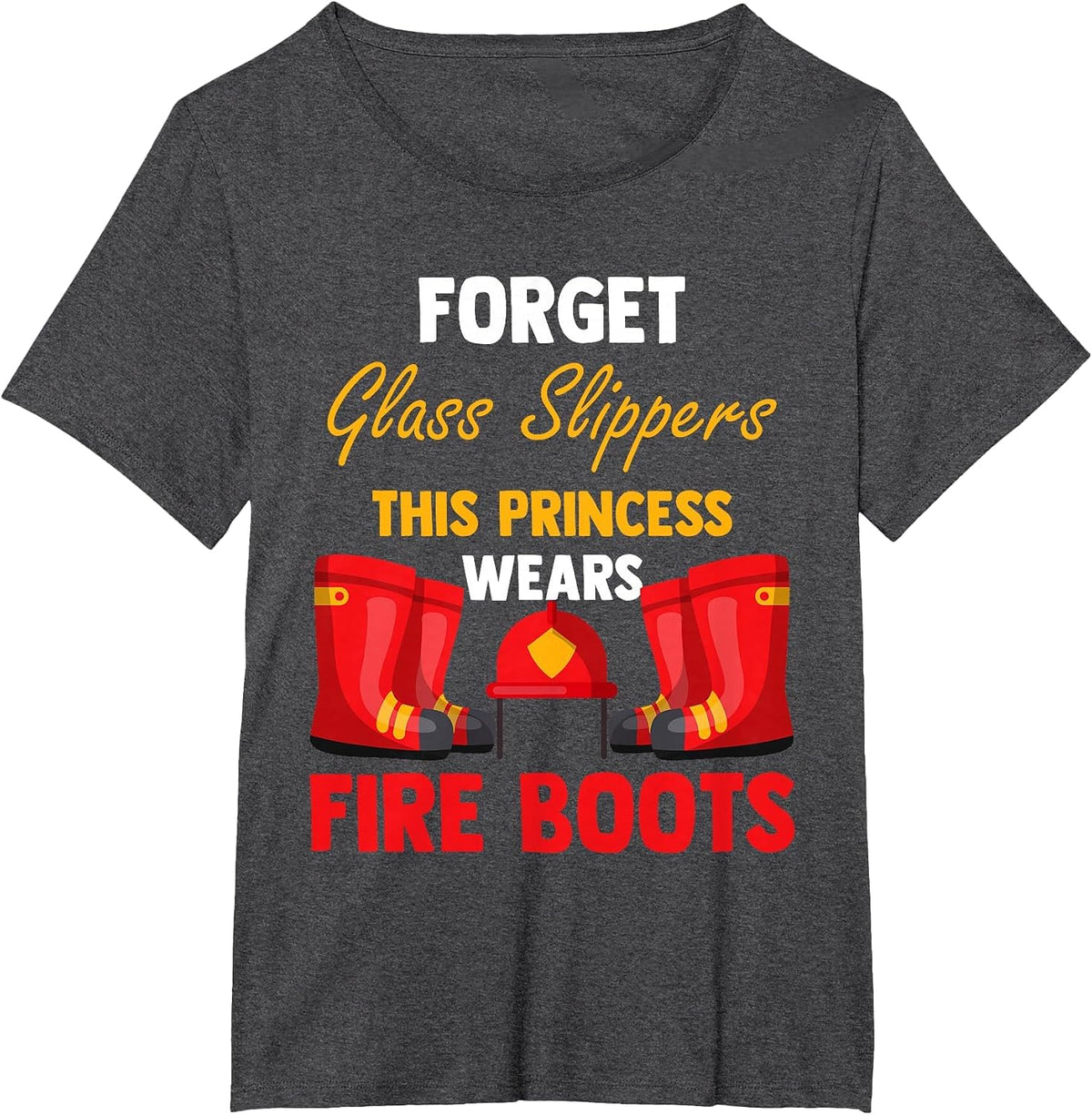 Firewomen Heroes Female Firefighter Women Fire Boots T-Shirt - Dark Heather Grey