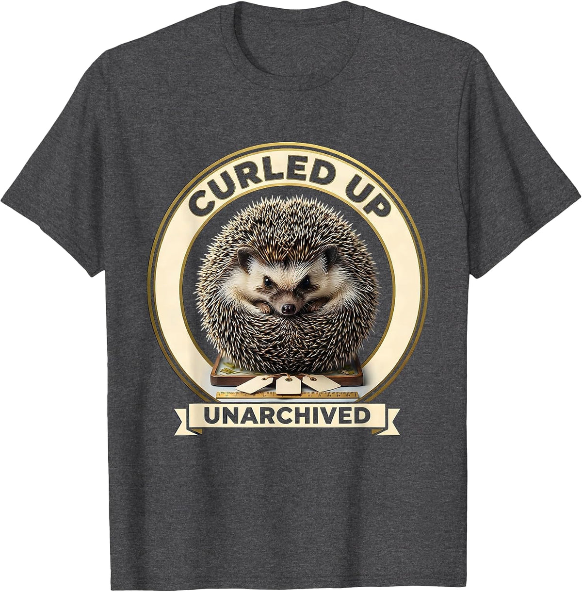 Men's Curled Up, Unarchived Quirky Hedgehog Lover Gift for Kids T-Shirt - Dark Heather Grey