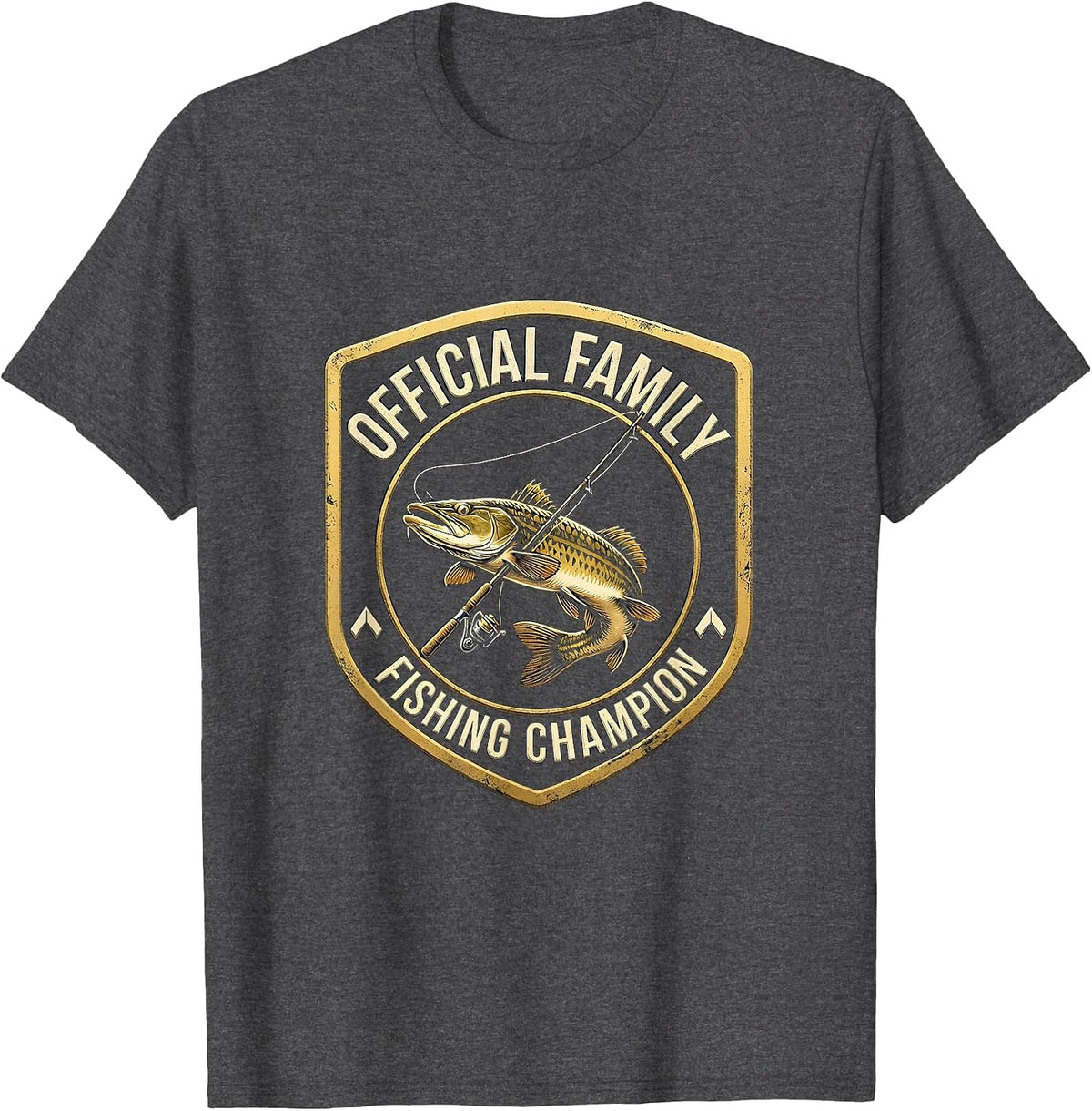 Official Family Fishing Champion Funny Fishing Humor Gift T-Shirt - Dark Heather Grey