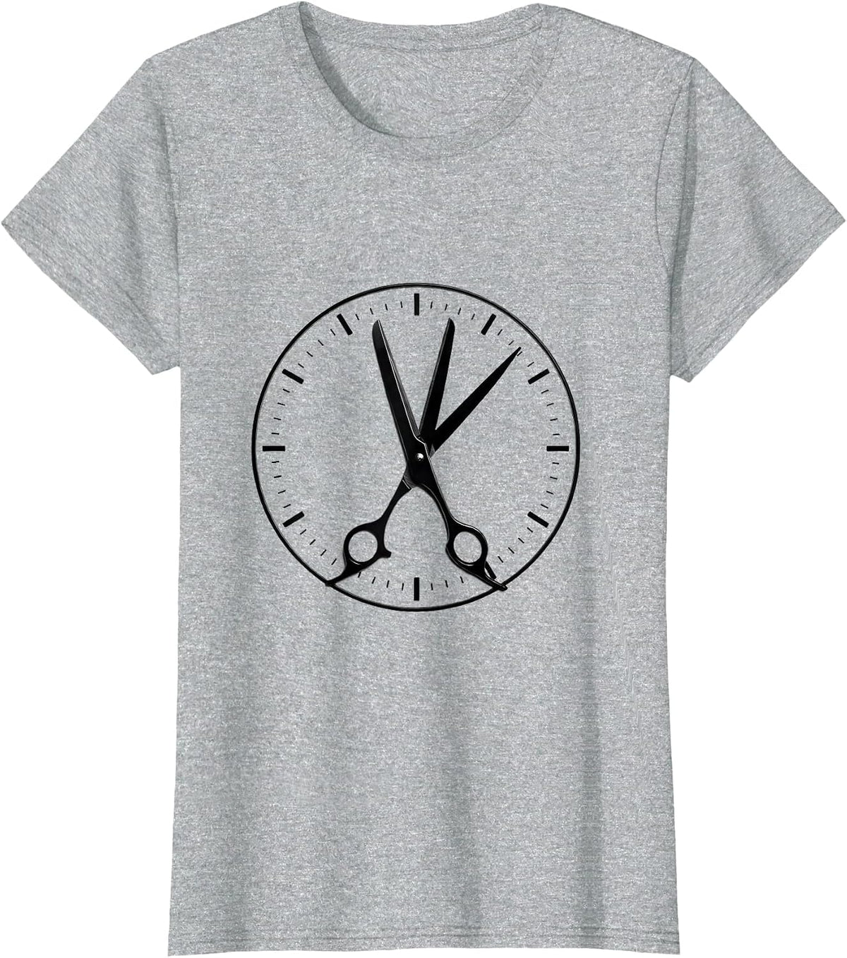 Barber Shear Clock Humor Hairdresser Gift T-Shirt - Heather Grey