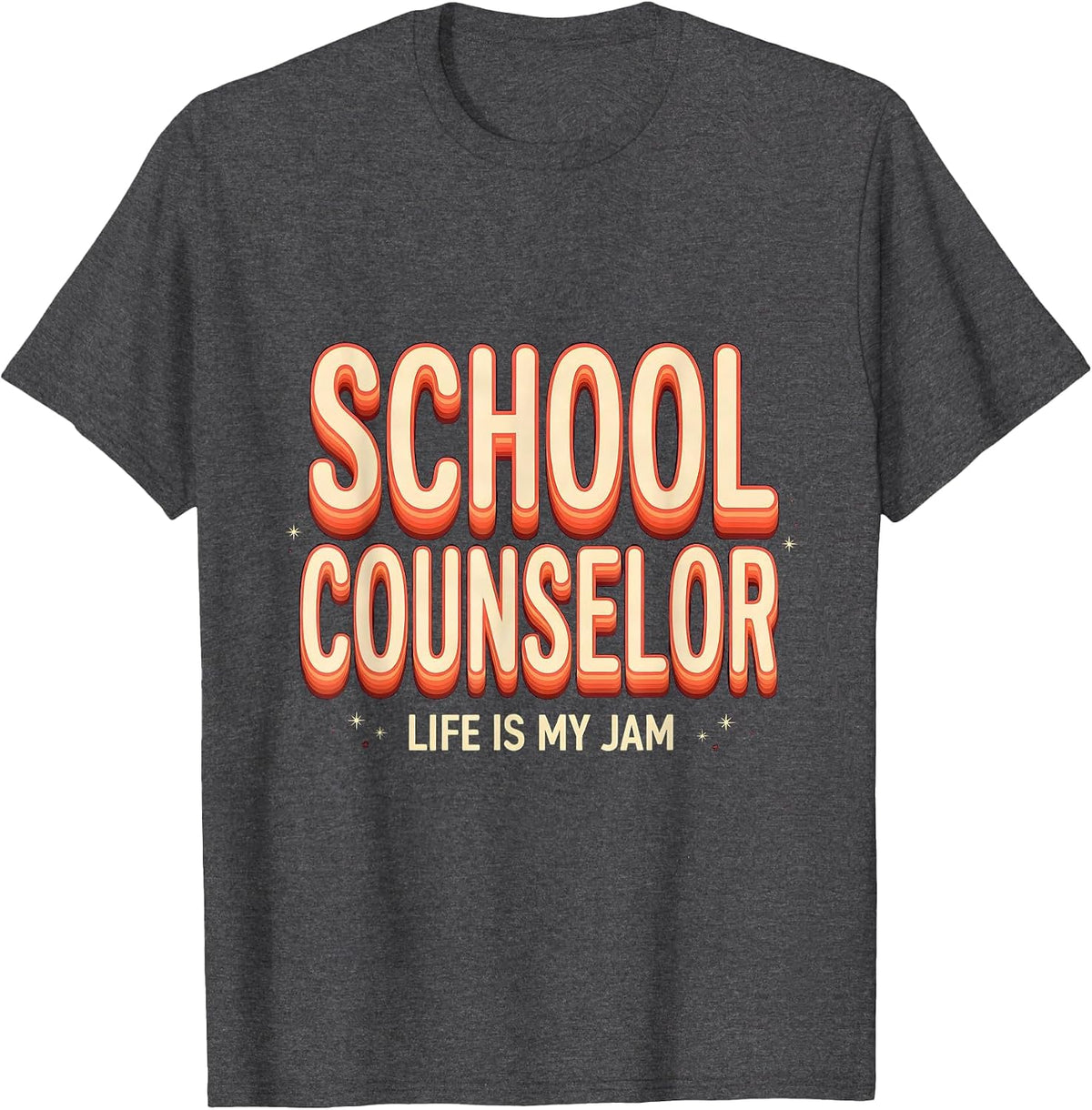 Men's School Counselor Life Is My Jam Groovy Retro Work Pride T-Shirt - Dark Heather Grey