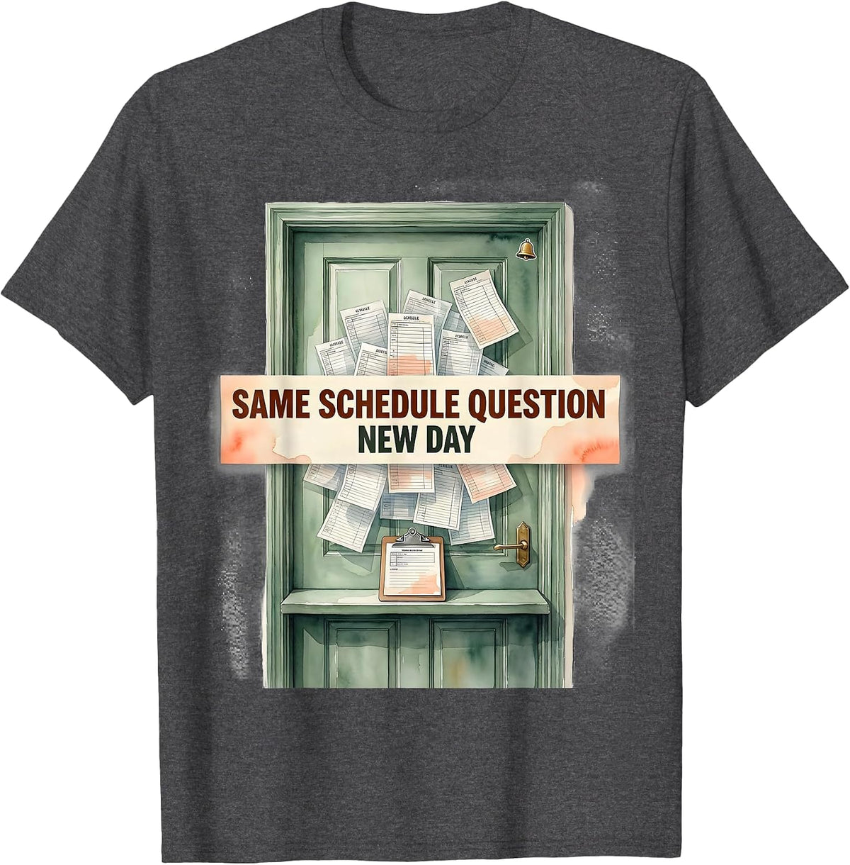 Men's Same Schedule Question New Day Funny School Counselor Mental T-Shirt - Dark Heather Grey