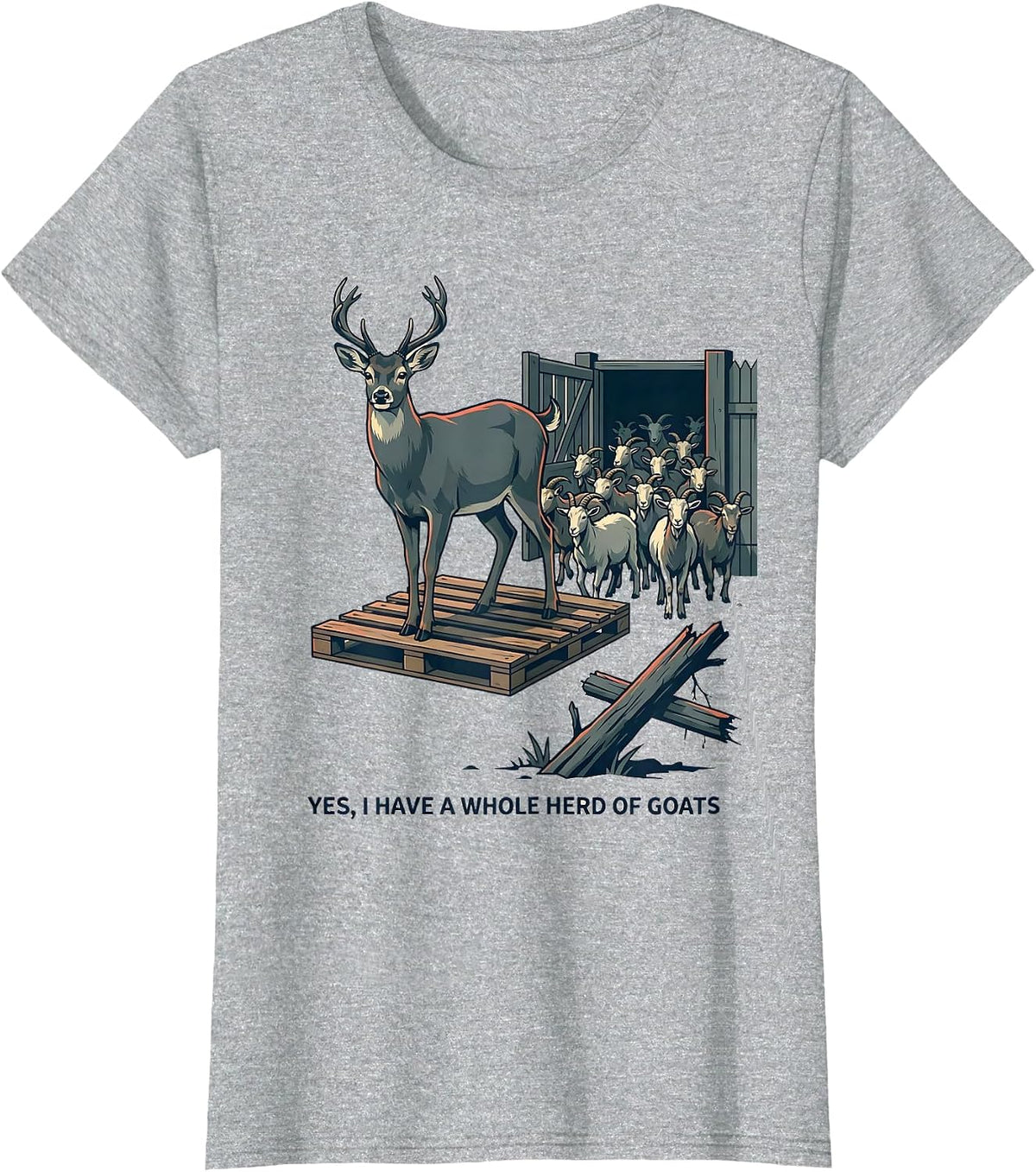 Women's Yes I Have A Whole Herd Of Goats Funny Goat Lover Farmer T-Shirt - Heather Grey