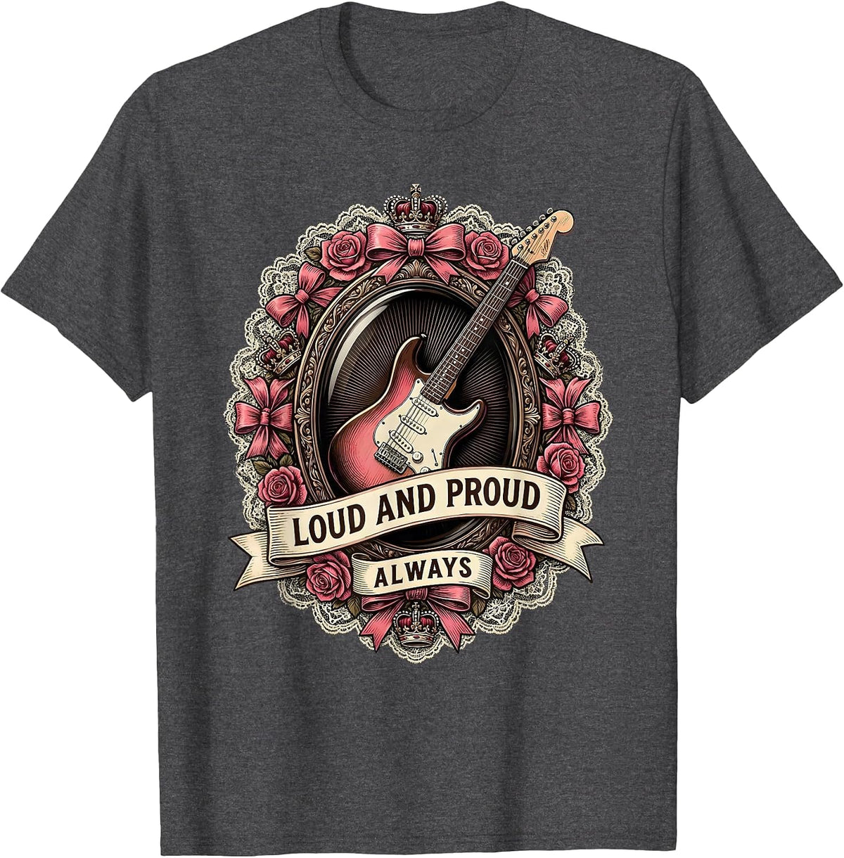 Men's Loud and Proud Always Metal Music Design T-Shirt - Dark Heather Grey