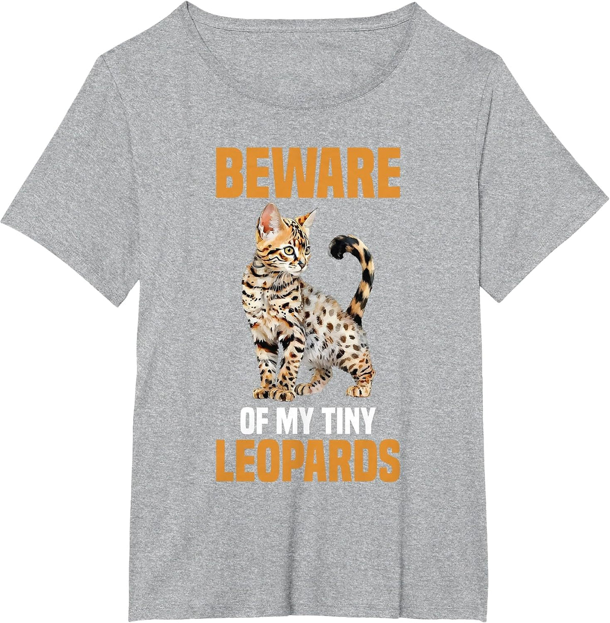 Beware of My Tiny Leopards Bengal Cat T-Shirt - Heather Grey