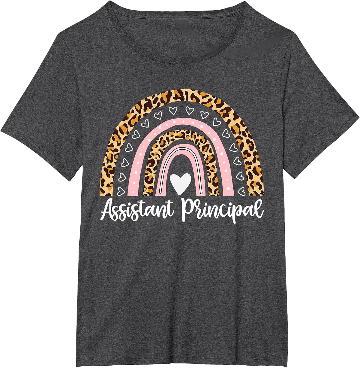 Assistant Principal Funny School Worker Leopard Rainbow T-Shirt - Dark Heather Grey