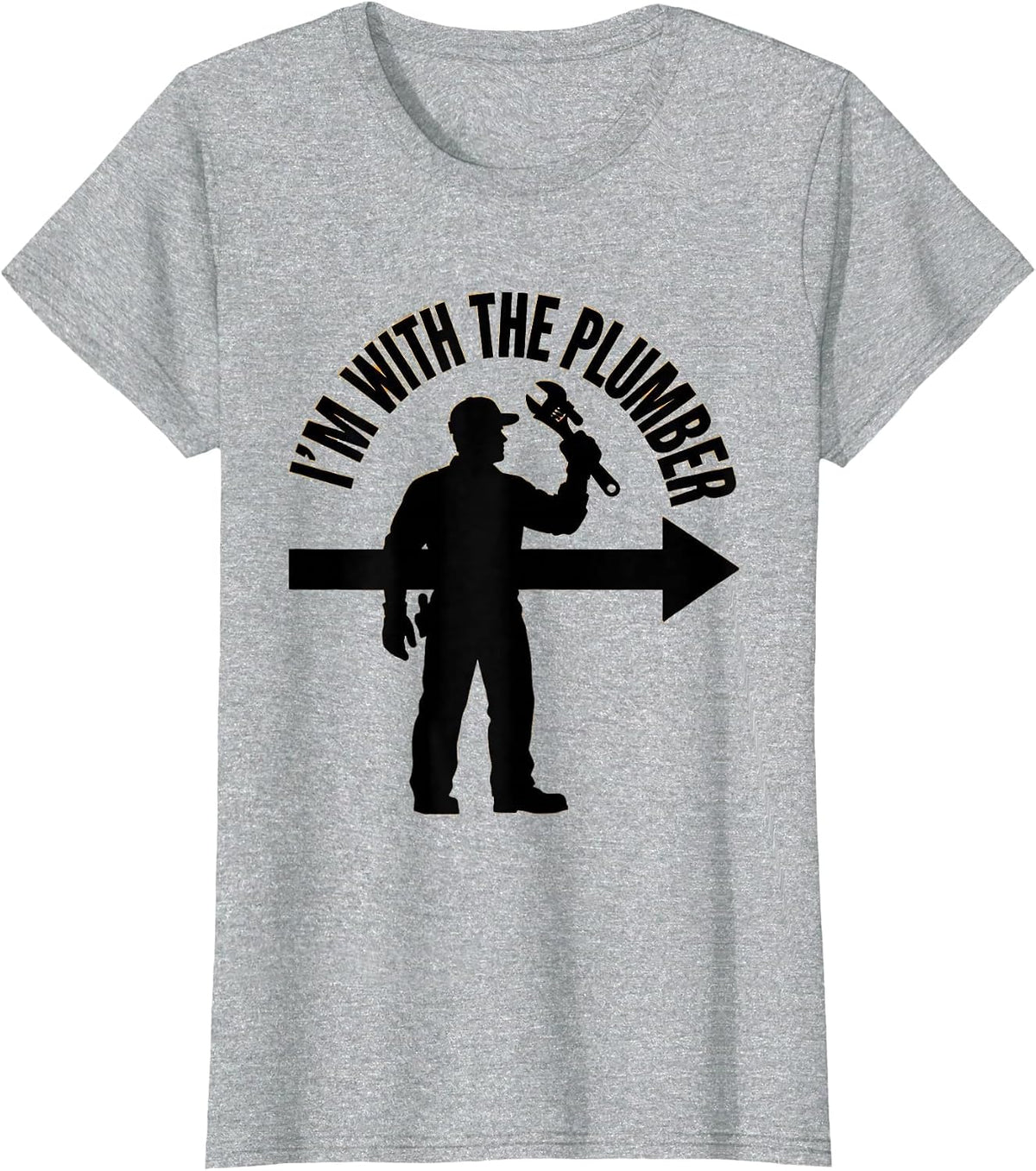 I'm With The Plumber Funny Halloween Group Costume T-Shirt - Heather Grey