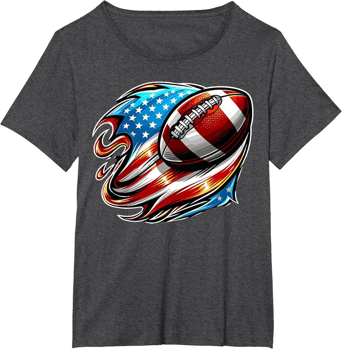 American Football USA Flag Patriotic T-Shirt - Dark Heather Grey