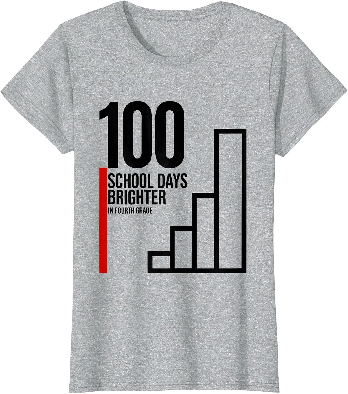 Women's 100 School Days Brighter In Fourth Grade Retro T-Shirt - Heather Grey