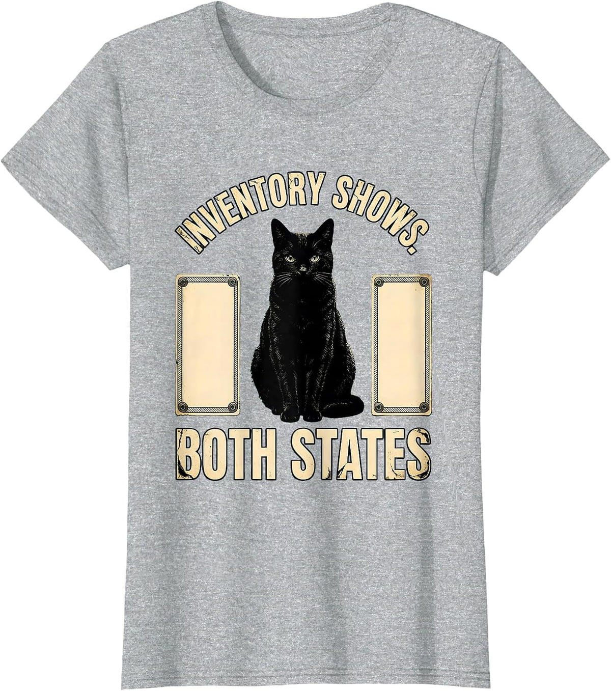 Inventory Shows Both States Physics Nerd Cat Humor T-Shirt - Heather Grey