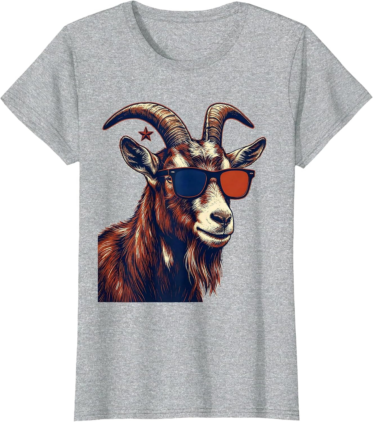 Goat with Sunglasses Novelty Humor Animal Lover T-Shirt - Heather Grey