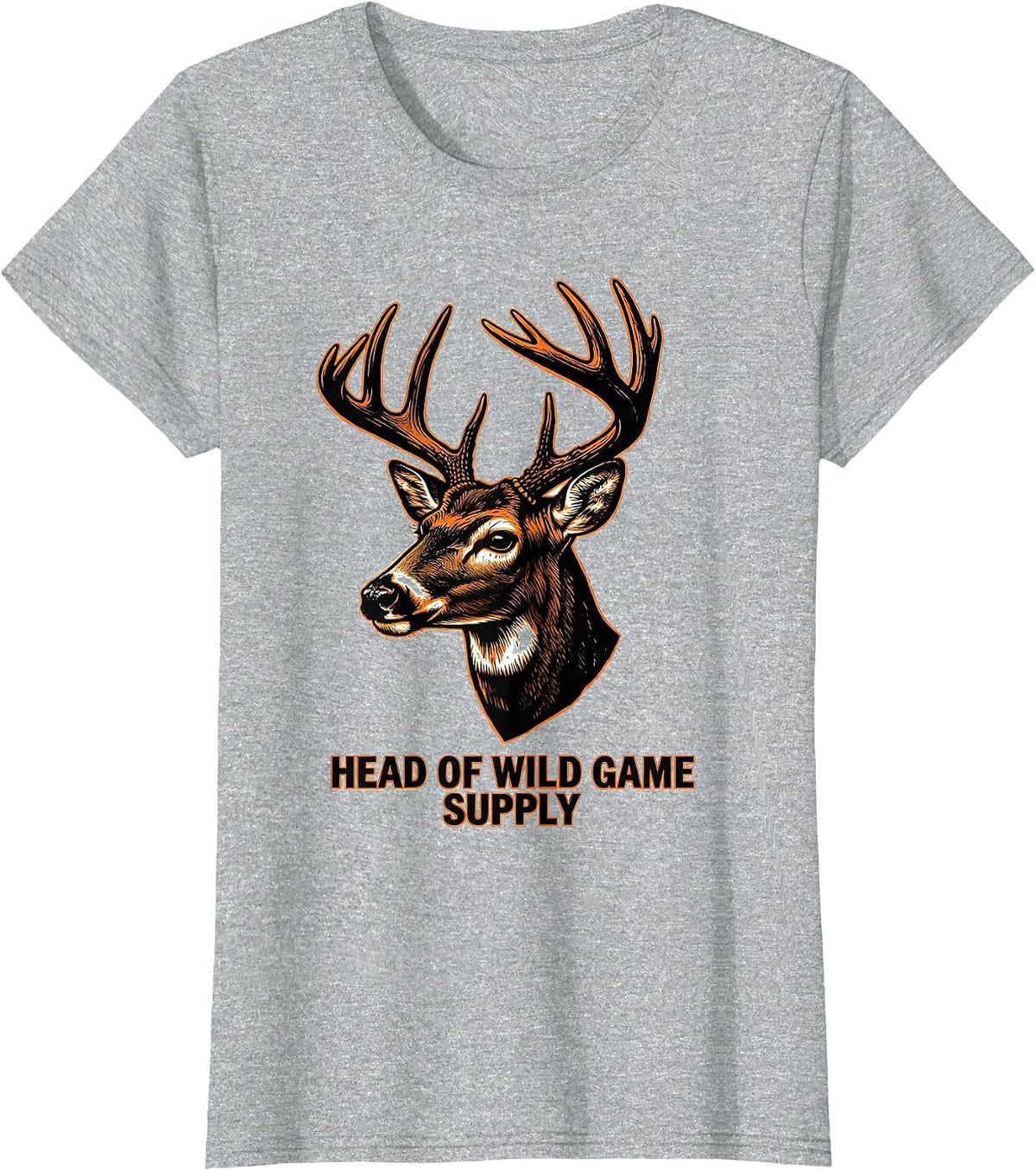 Head Of Wild Game Supply Stencil Graphic Deer Hunter Gift T-Shirt - Heather Grey