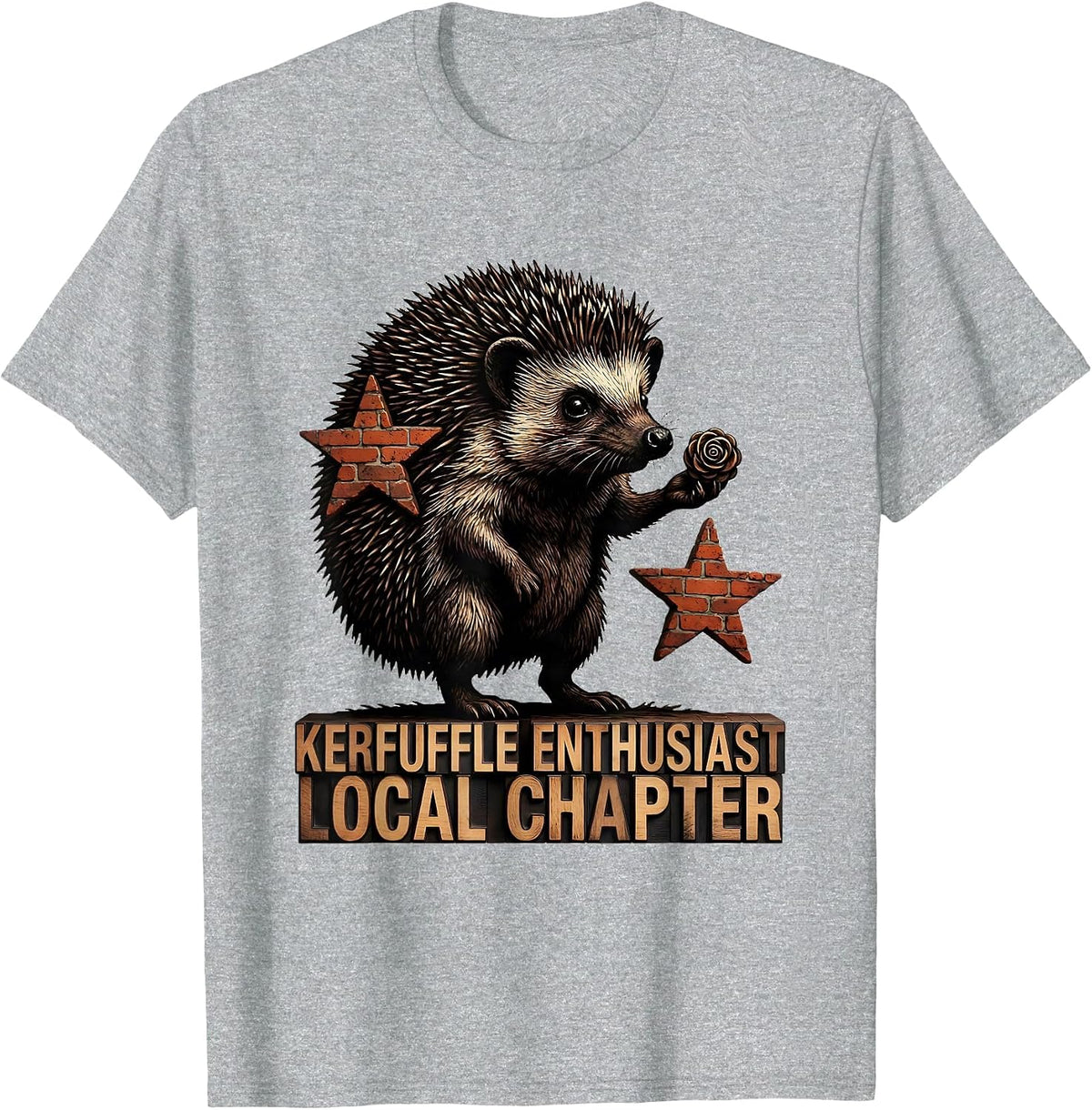 Men's Kerfuffle Enthusiast Local Chapter Whimsical Hedgehog Meme T-Shirt - Heather Grey