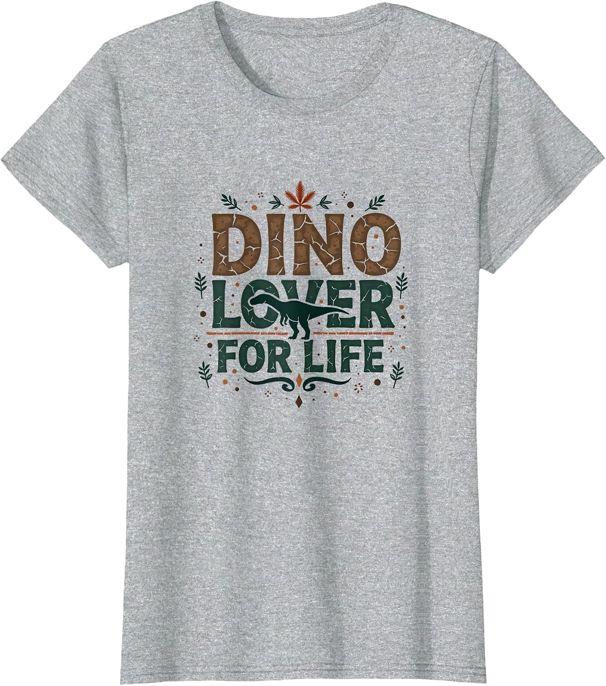 Dino Lover For Life Prehistoric Enthusiast Design T-Shirt - Heather Grey