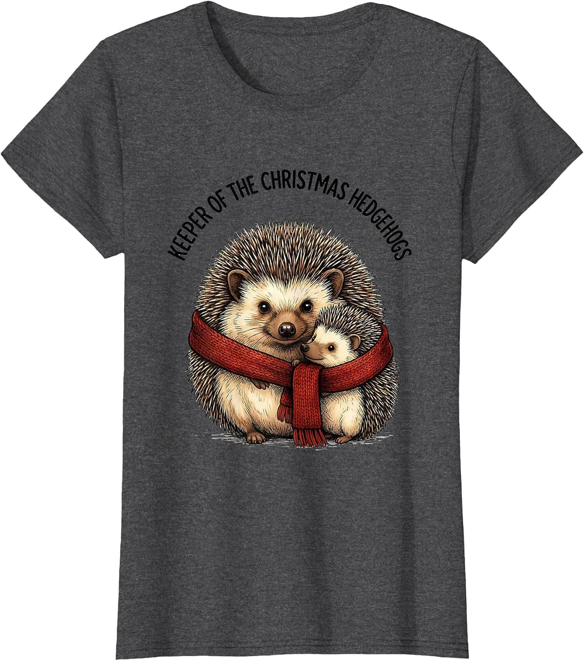 Women's Keeper Of The Christmas Hedgehogs Cute Hedgehog Animal Lover T-Shirt - Dark Heather Grey