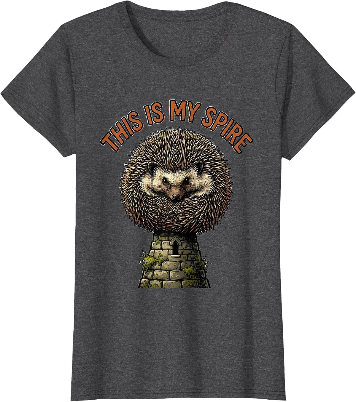 Women's This Is My Spire Quirky Hedgehog Lover Humor Kids Women T-Shirt - Dark Heather Grey