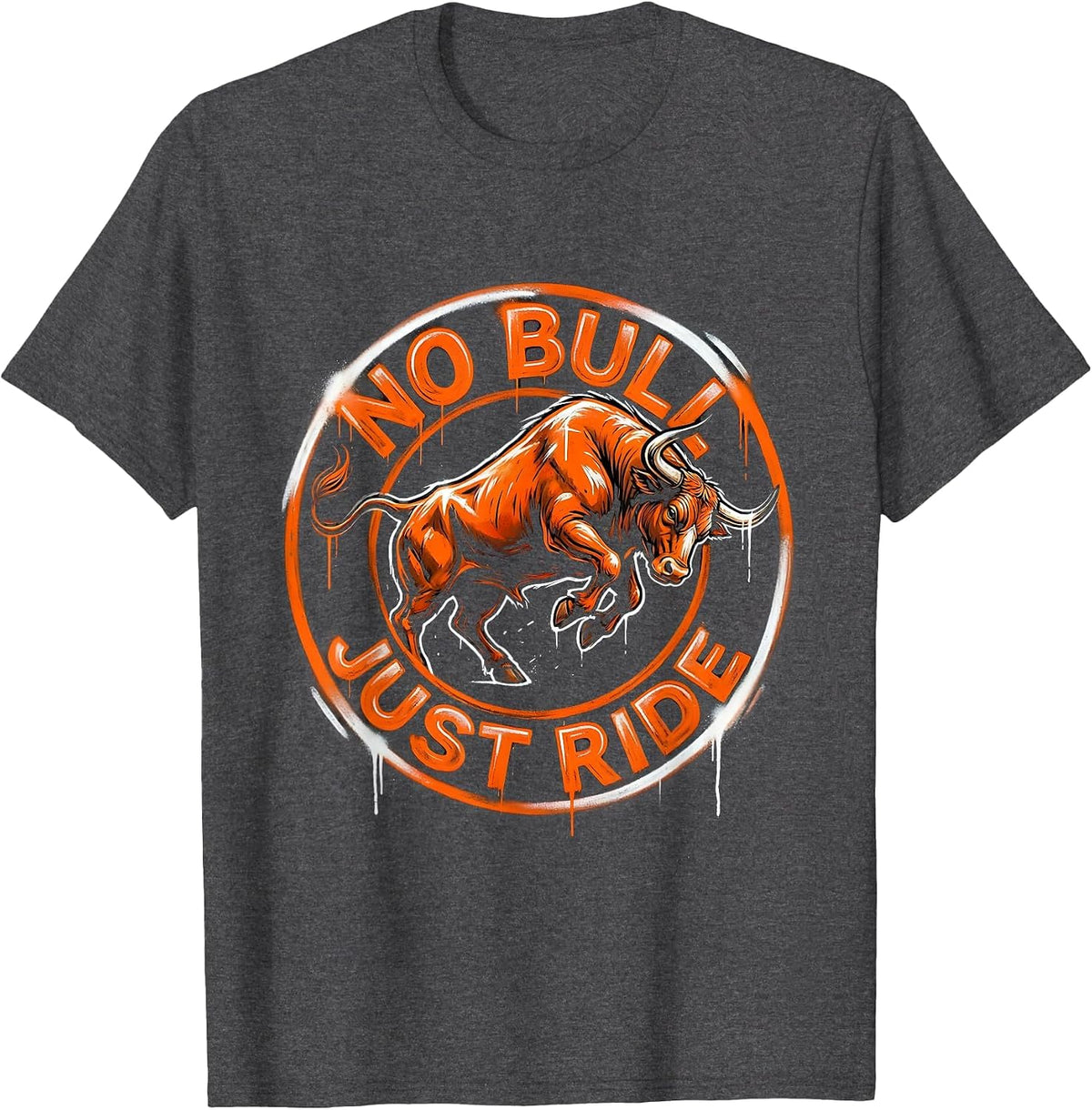 Men's No Bull Just Ride Rodeo Graphic Design T-Shirt - Dark Heather Grey