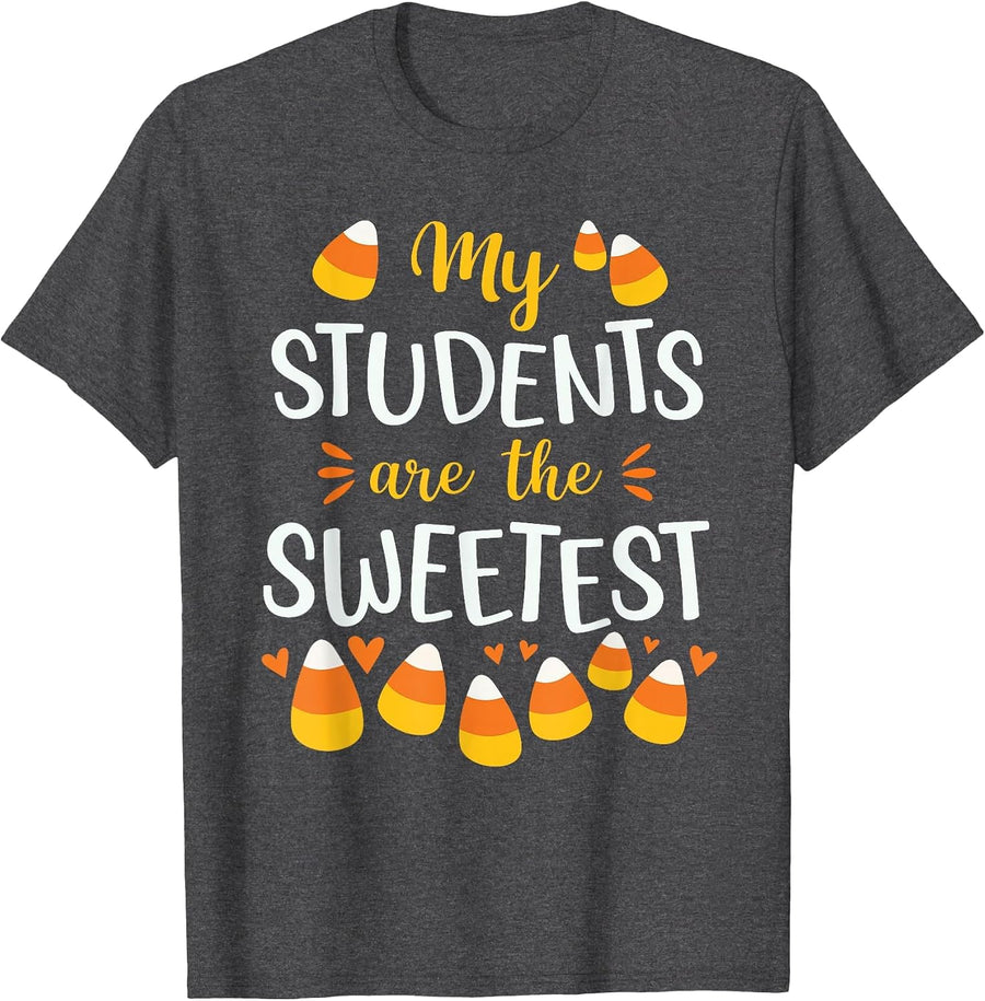 Cute Candy Corn Quote for Teacher Halloween Funny T-Shirt - Dark Heather Grey