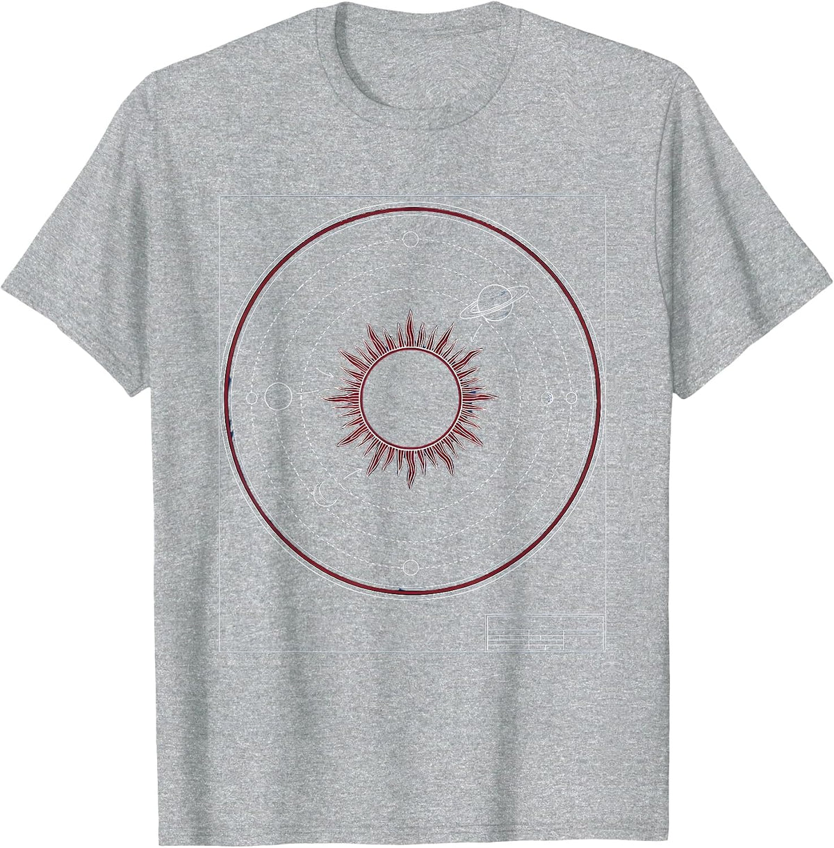 Men's Solar System Planets Orbiting Radiant Sun T-Shirt - Heather Grey
