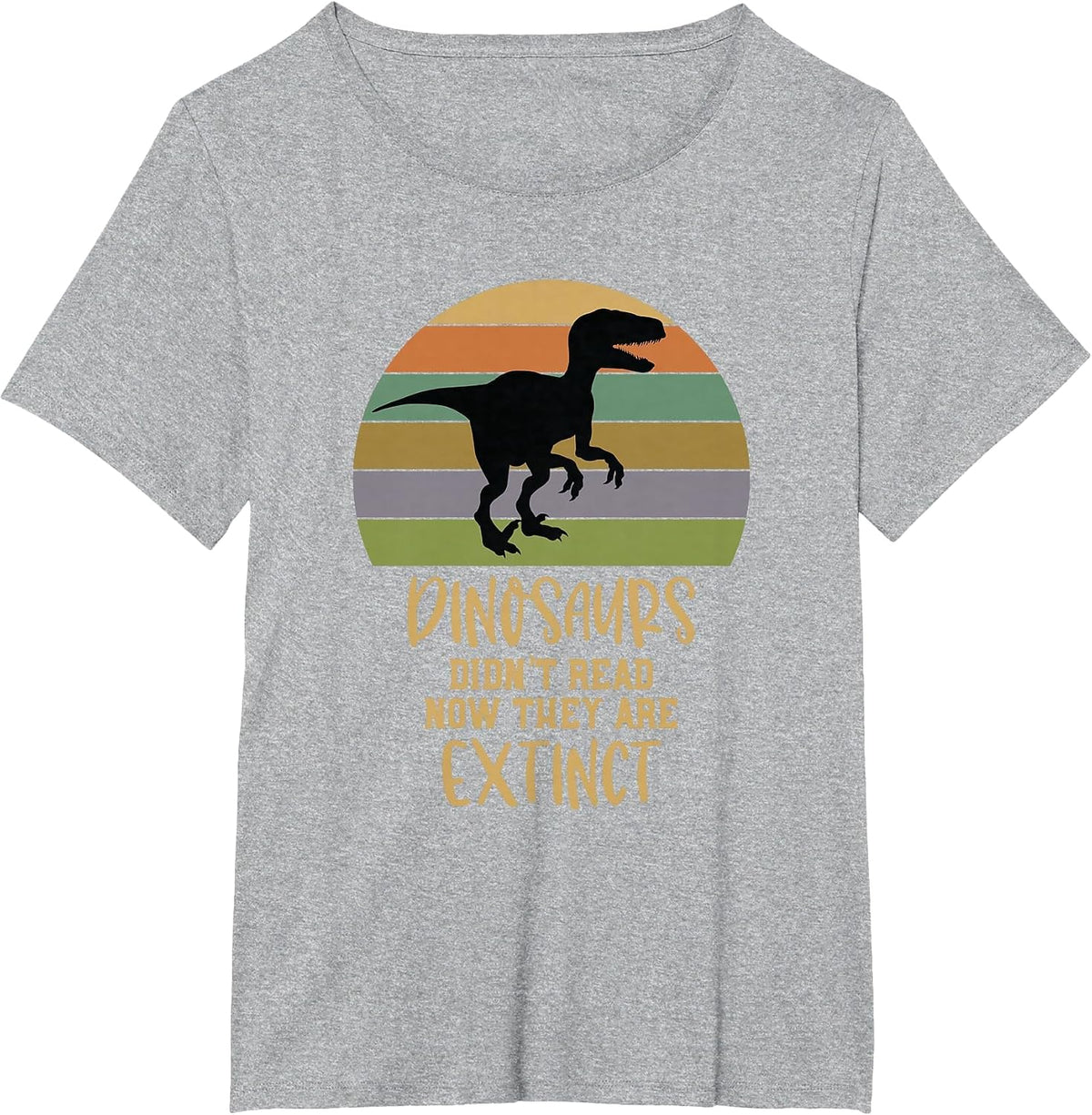 Dinosaurs Didnt Read Now They are Extinct Teacher T-Shirt - Heather Grey