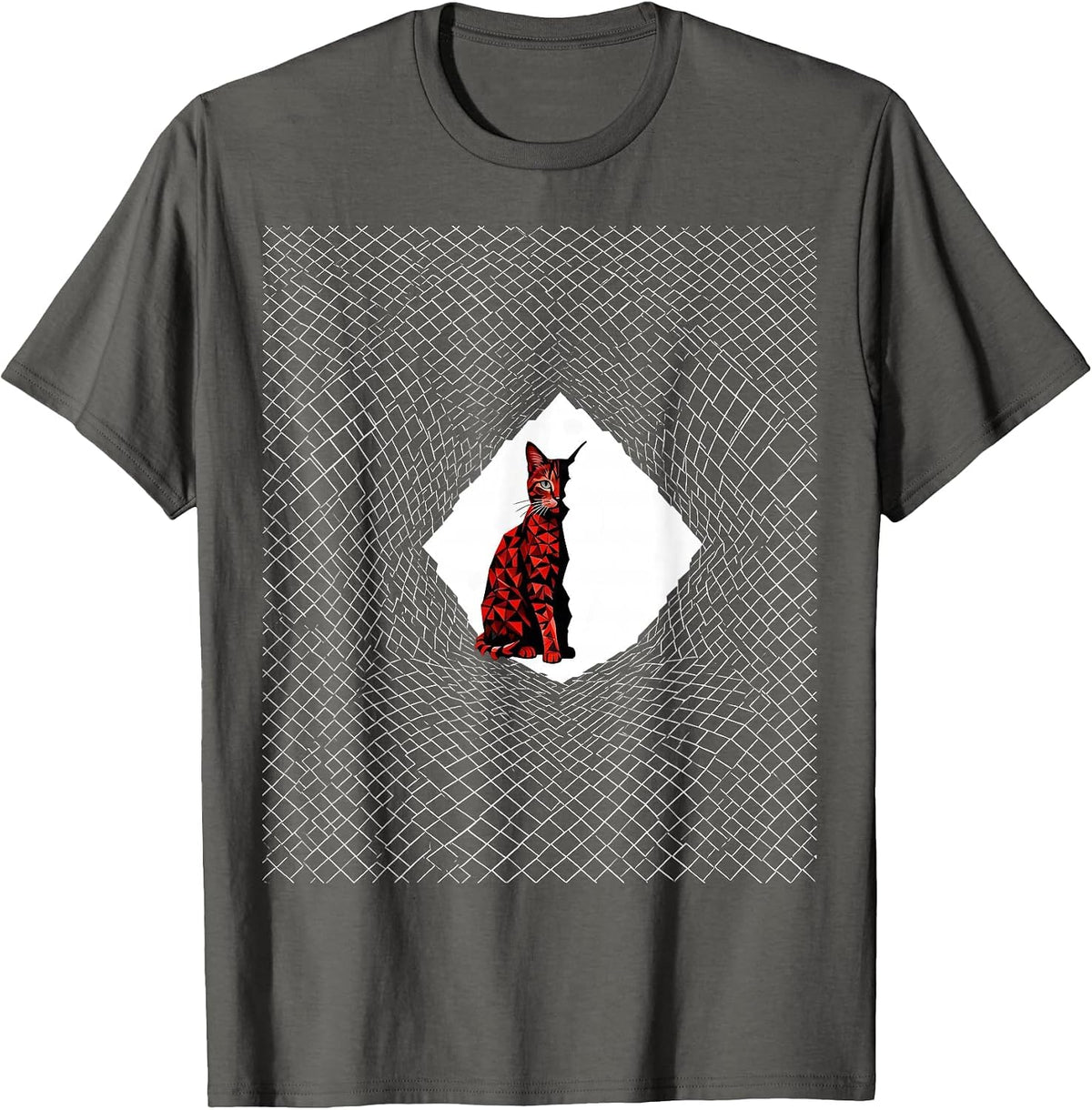 Diamond Cat Quantum Physics Nerd Humor T-Shirt - Asphalt Grey