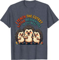 I Teach The Cutest Hedgehogs In The Nest Retro Teacher T-Shirt - Heather Blue