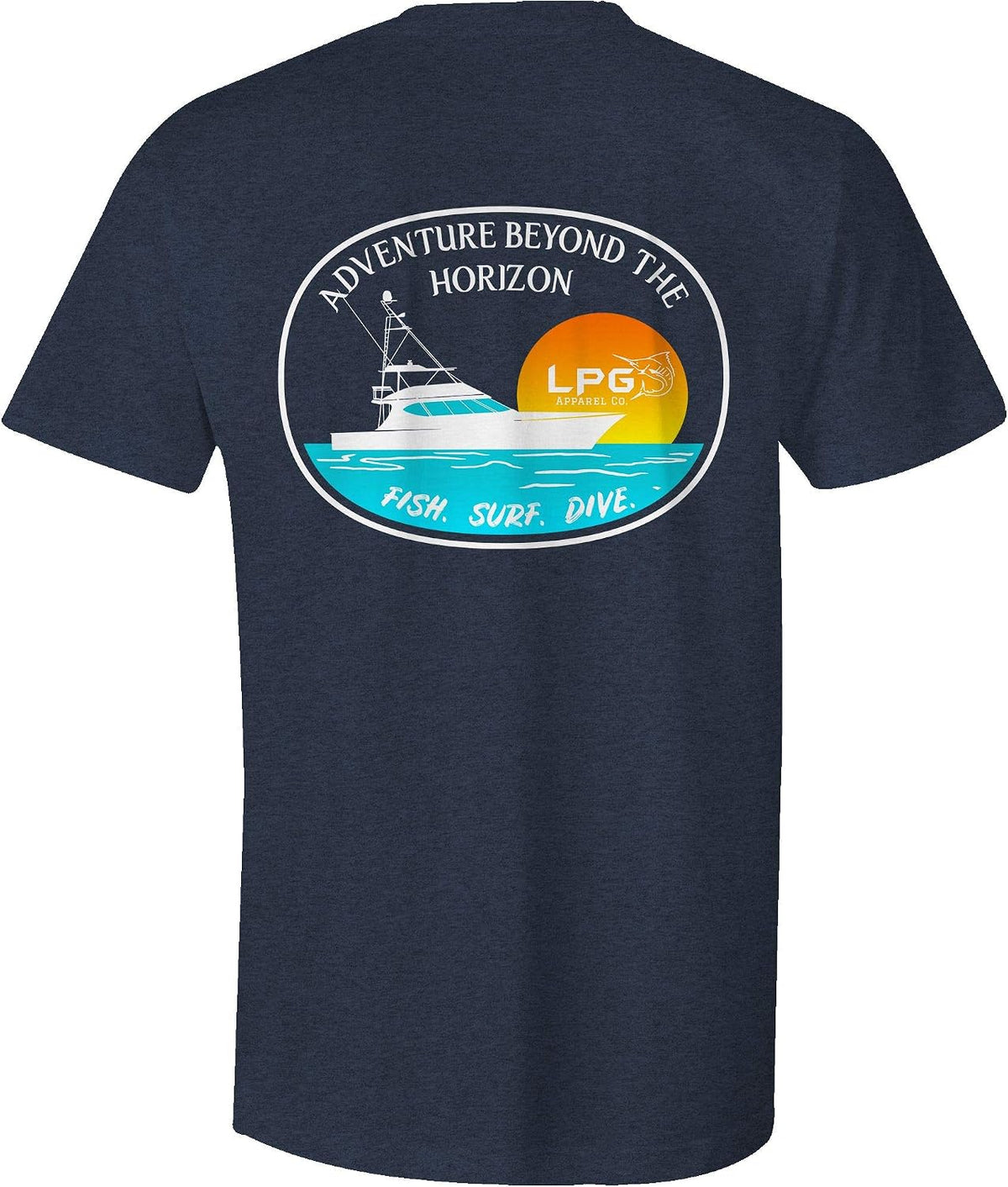 Big Rock Sportfish Premium Cotton Fishing Tee T-Shirt - Heather Navy