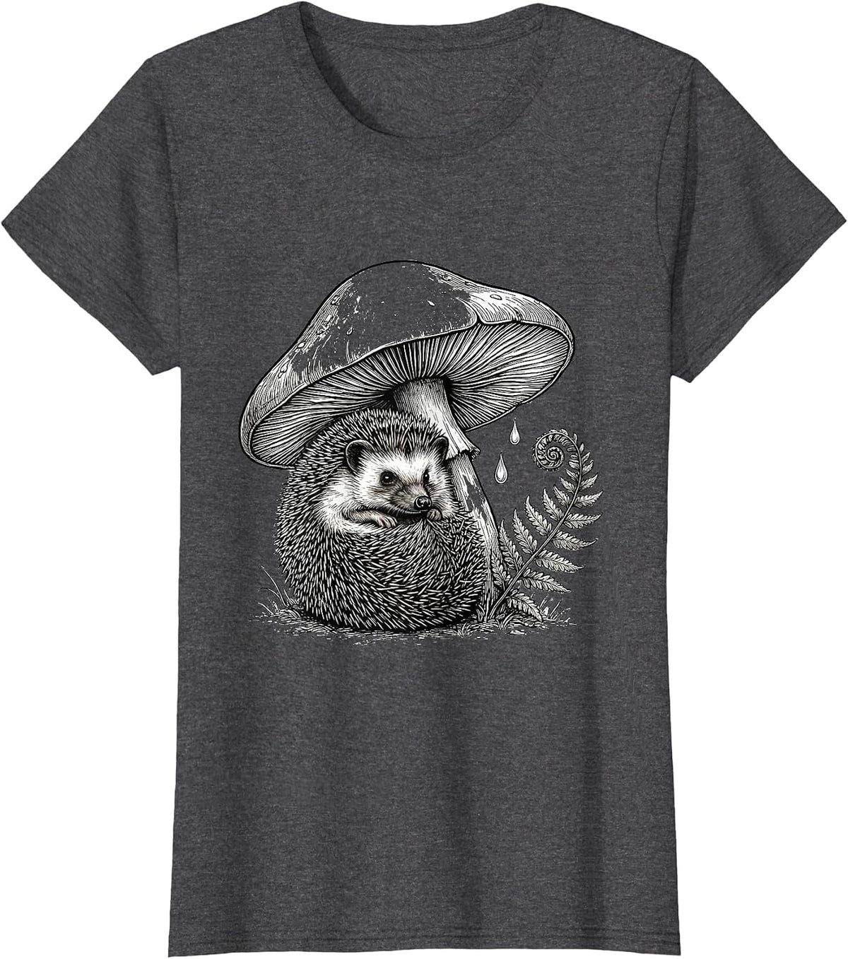 Women's Cute Hedgehog Round Art Animal Lover Gift T-Shirt - Dark Heather Grey