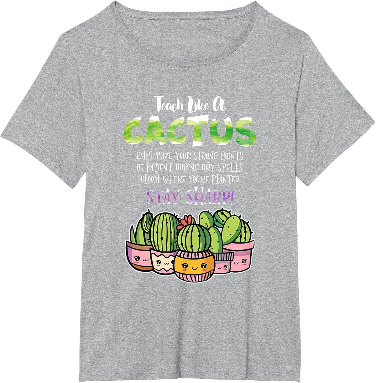 Teach Like A Cactus Classroom Teacher Back to School T-Shirt - Heather Grey