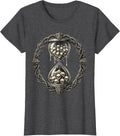 Women's Melting Hourglass Skulls Heavy Metal Graphic T-Shirt - Dark Heather Grey